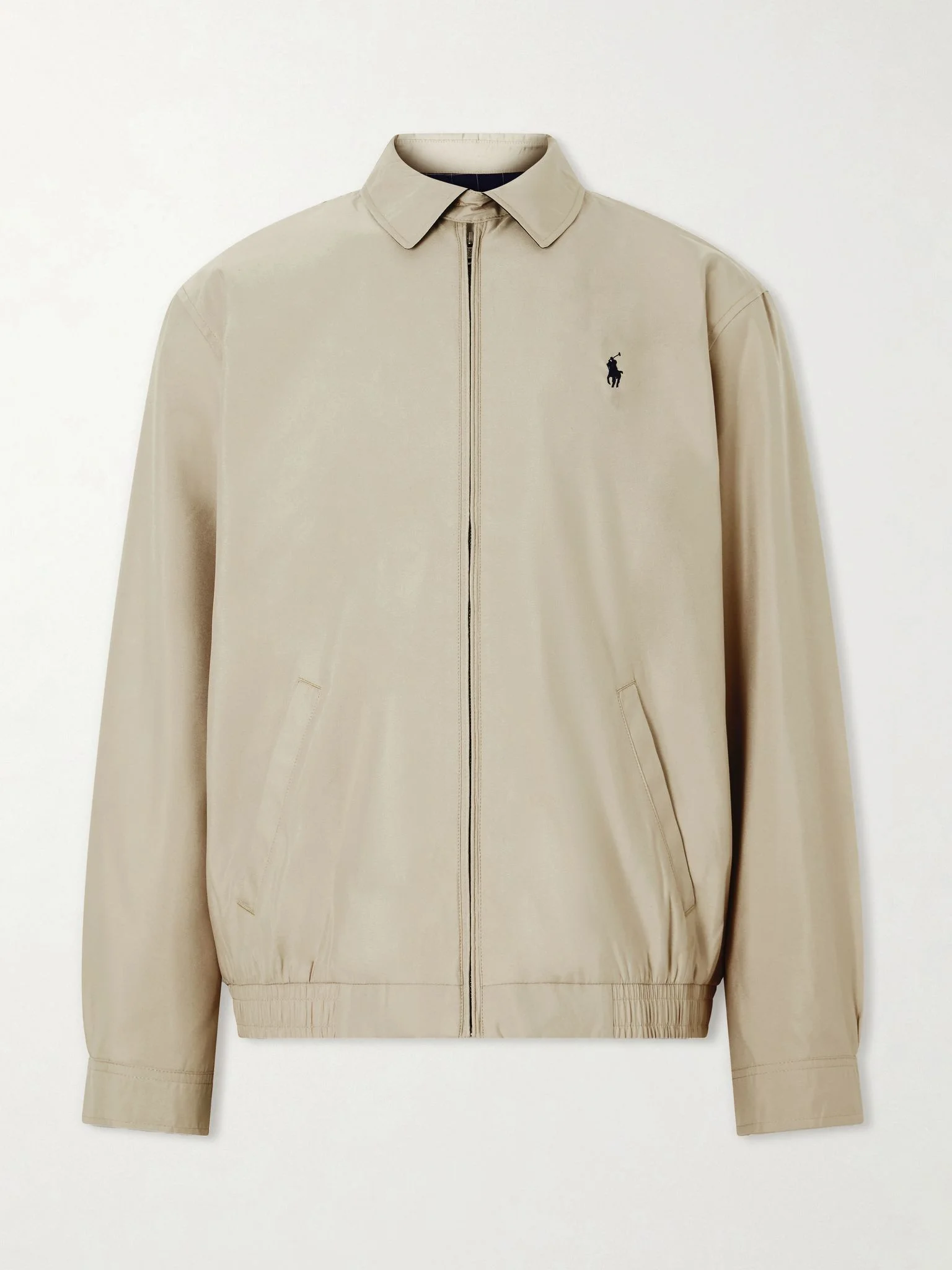Logo-Embroidered Recycled Shell Jacket Beige - 1