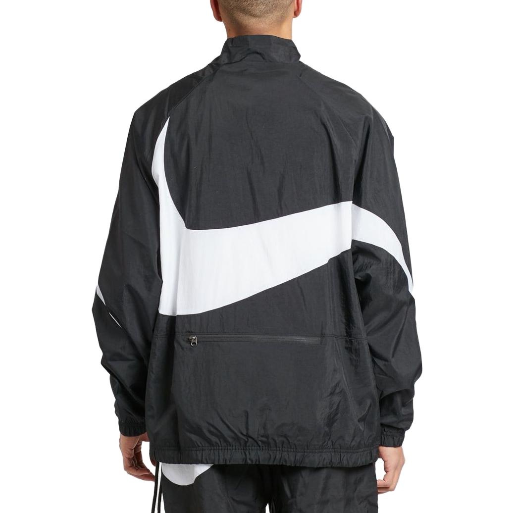 Nike Swoosh Half Zip Woven Jacket 'Black White' AJ2696-010 - 3