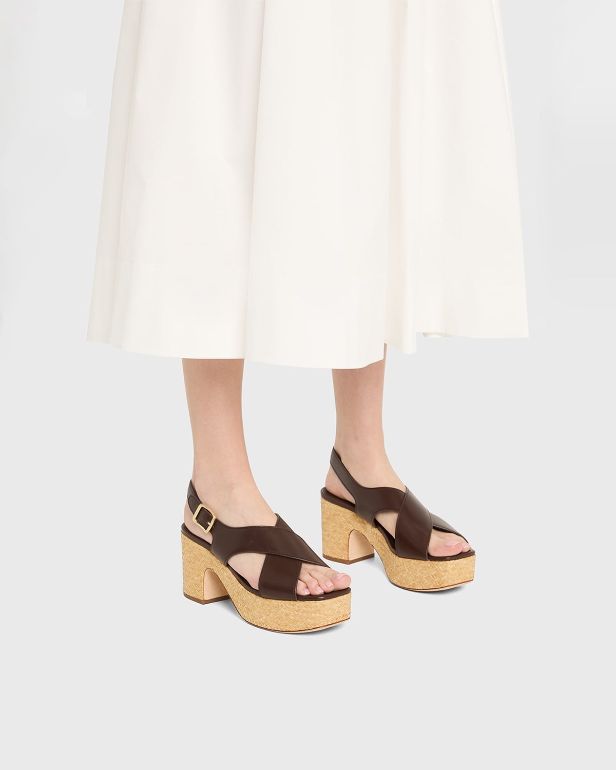 Clementina Leather Crisscross Platform Sandals - 2