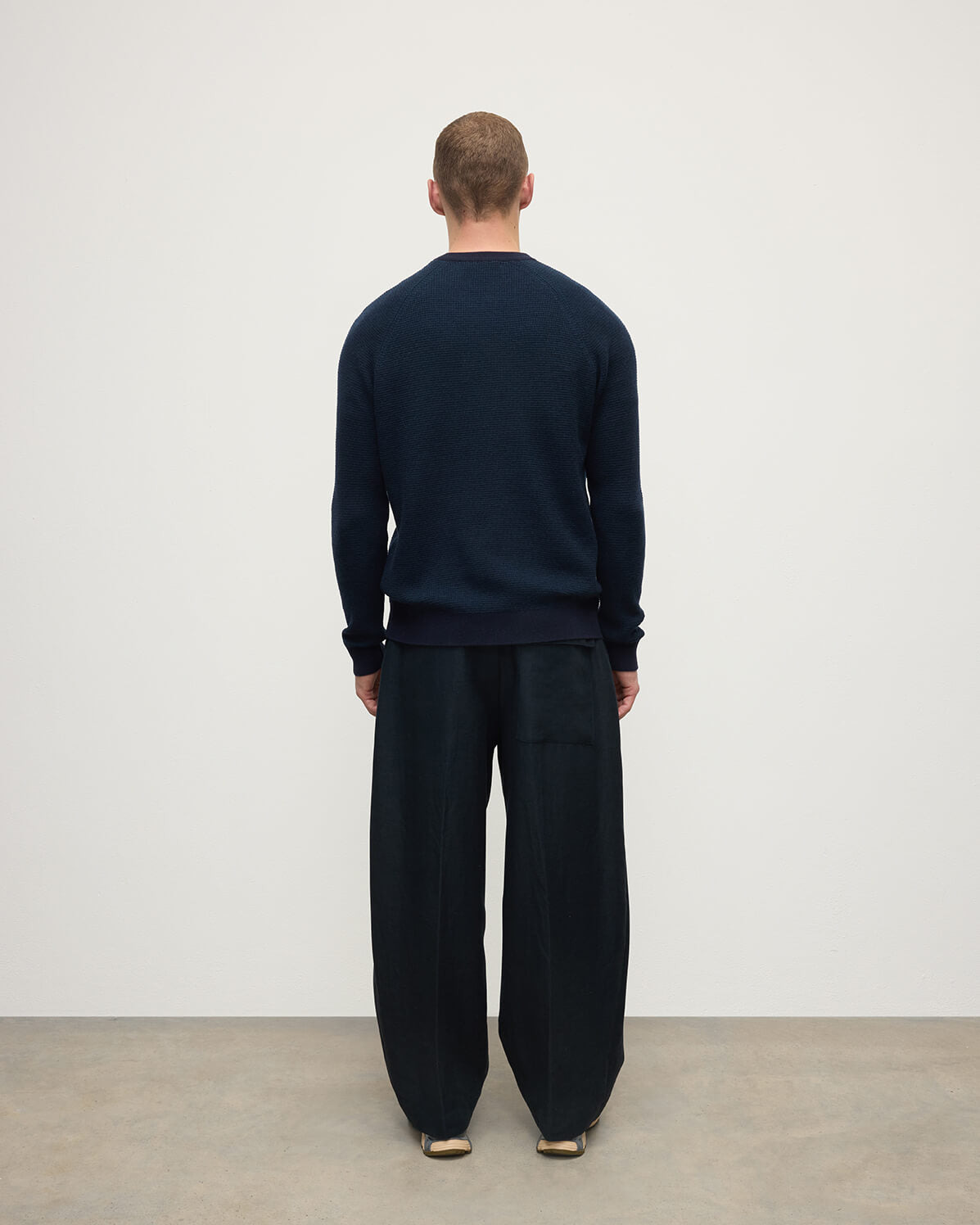 Waffle Stitch Navy Cashmere Jumper - 4