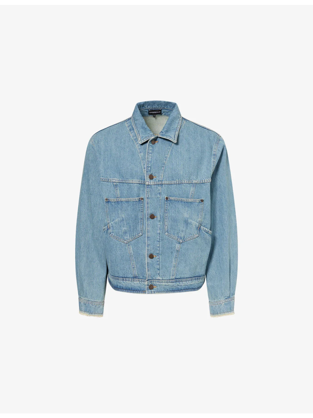 Patch-Pocket Collared Denim Jacket - 1