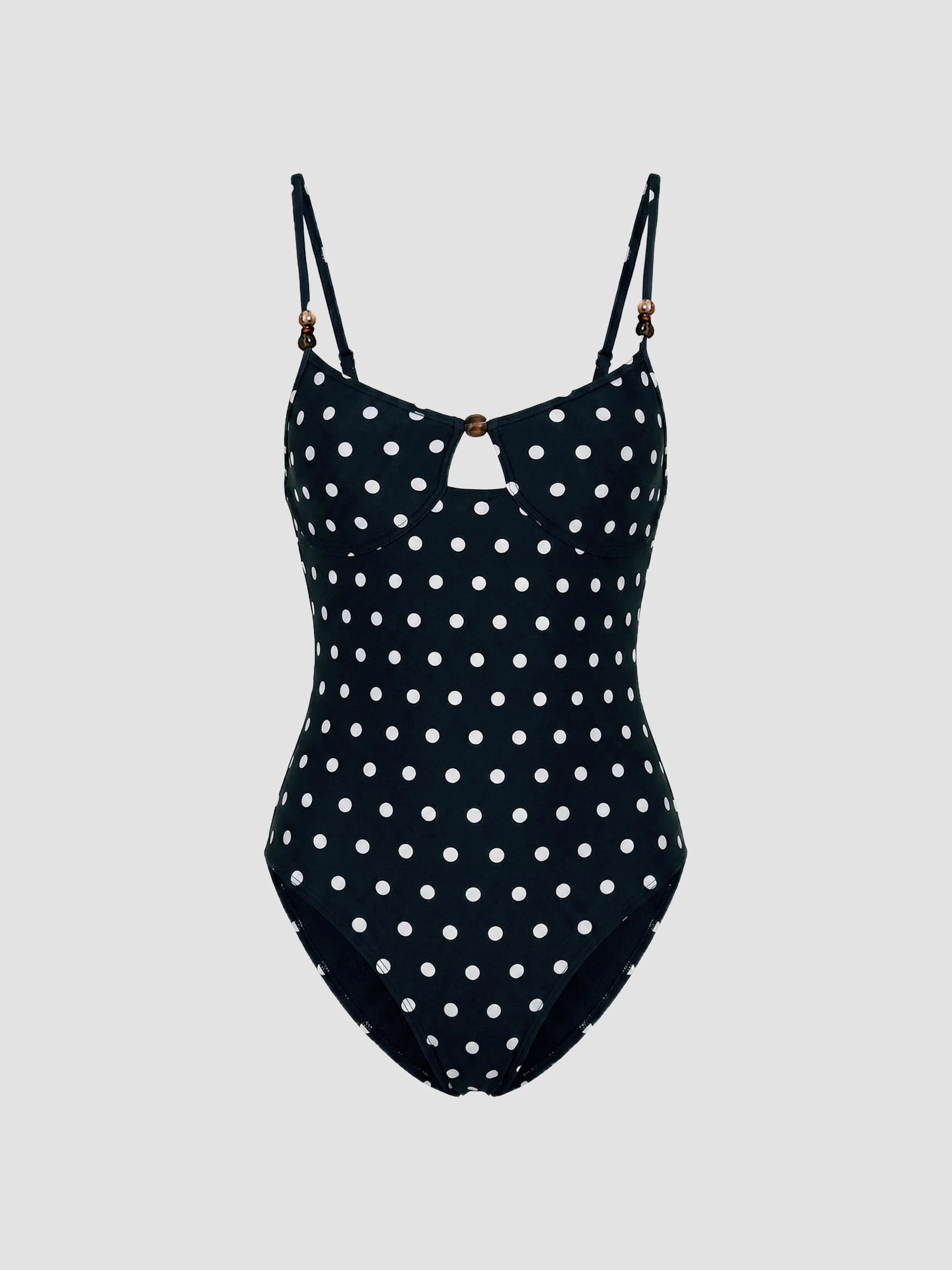 Women's Anela One-Piece Swimsuit - Black Ivory Polka Dot - 1