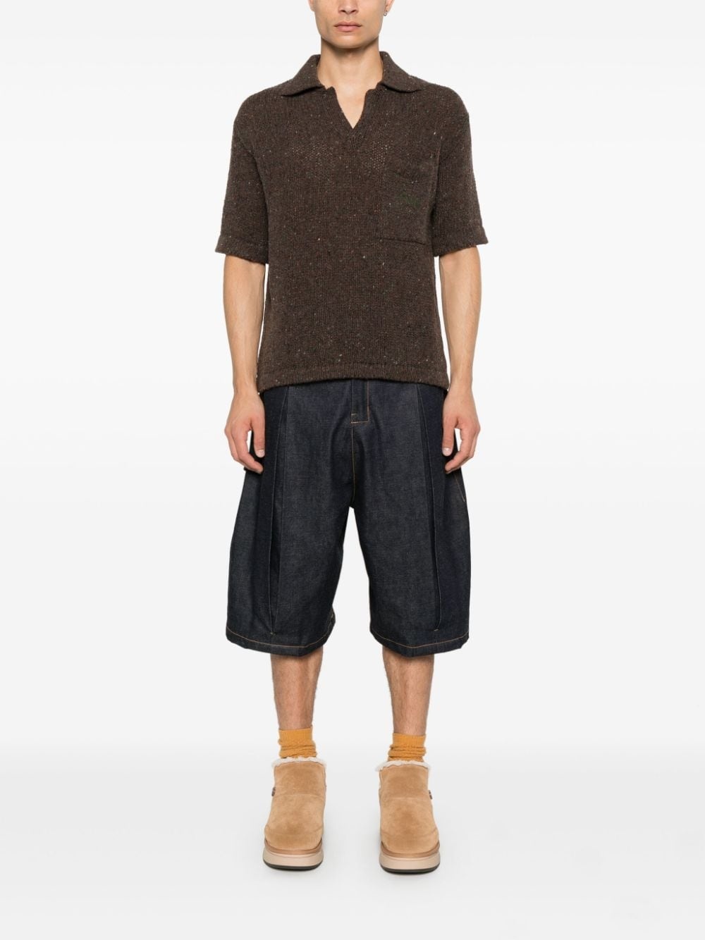 speckle-knit polo sweater - 2