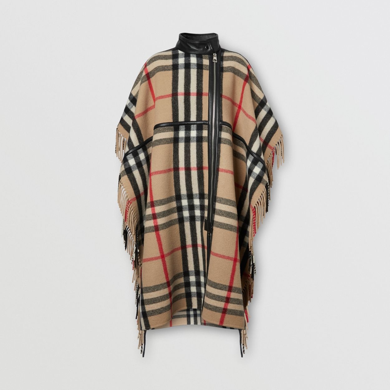Check Wool Blend Zip-front Cape - 1