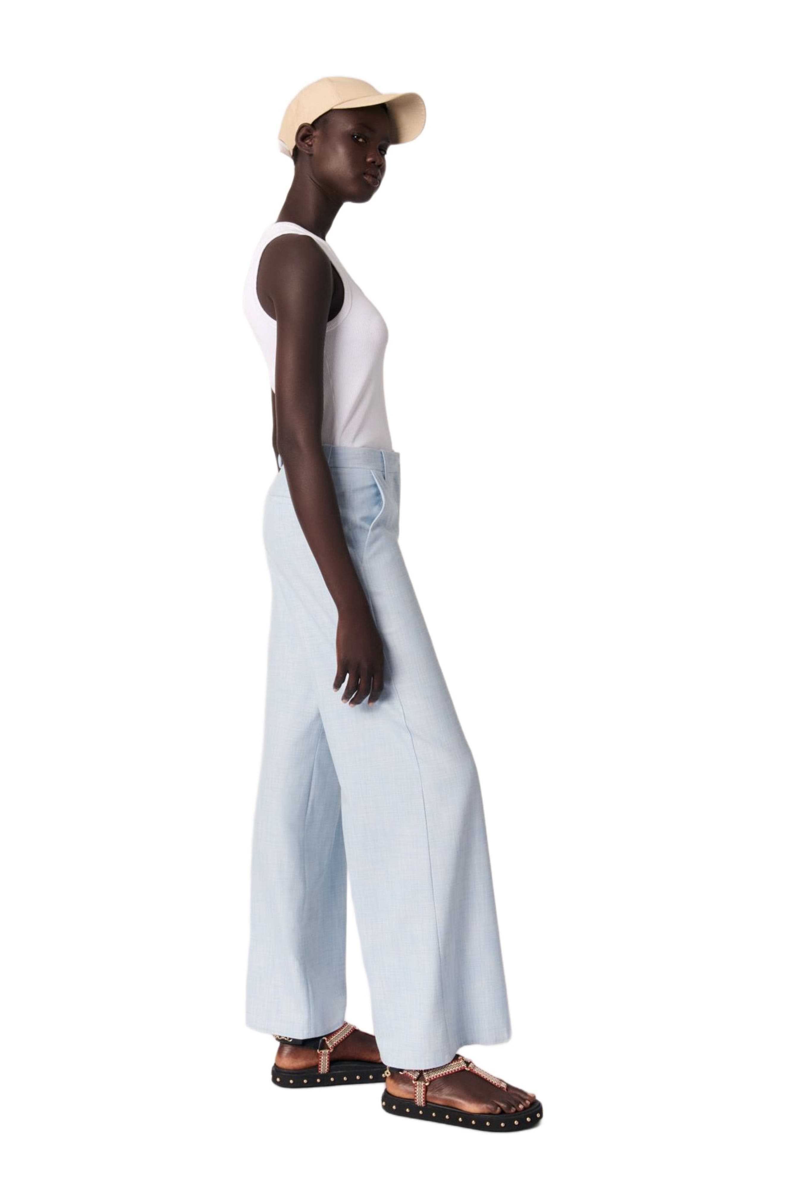 maje Wide-leg suit trousers in Blue at Nordstrom - 4