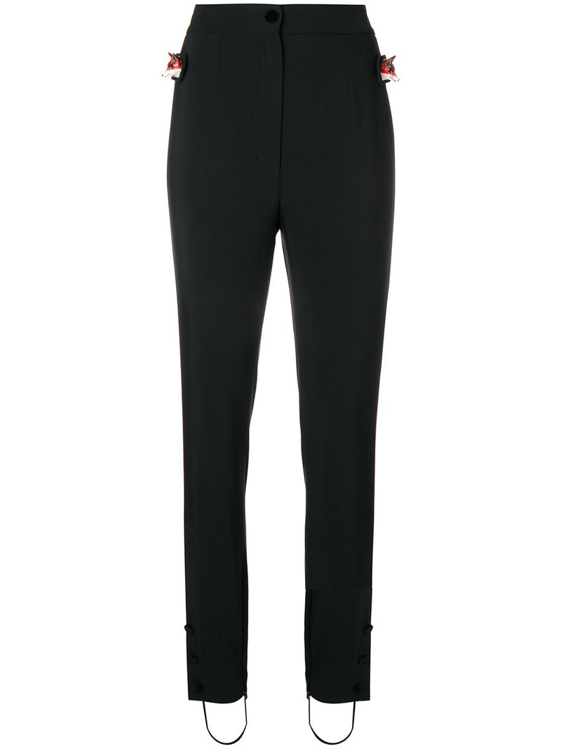 tuxedo stripe fox trim trousers 1