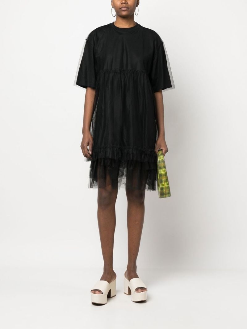 mesh overlay dress - 2