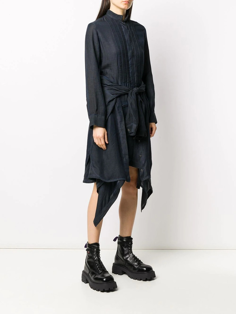 pleated detail denim dress 3
