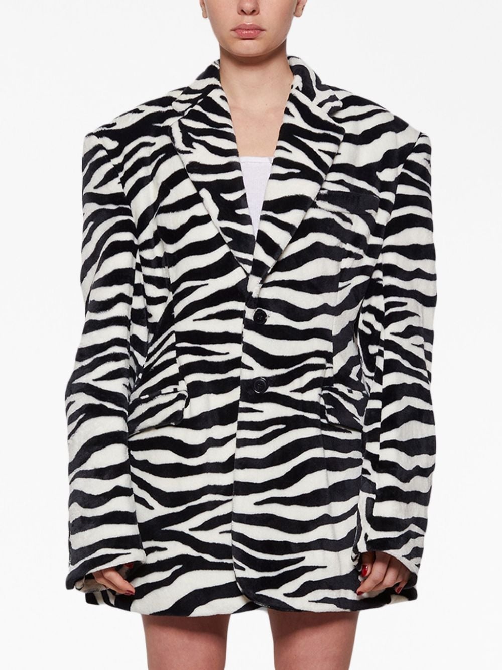 oversize-shoulder zebra-print blazer - 3