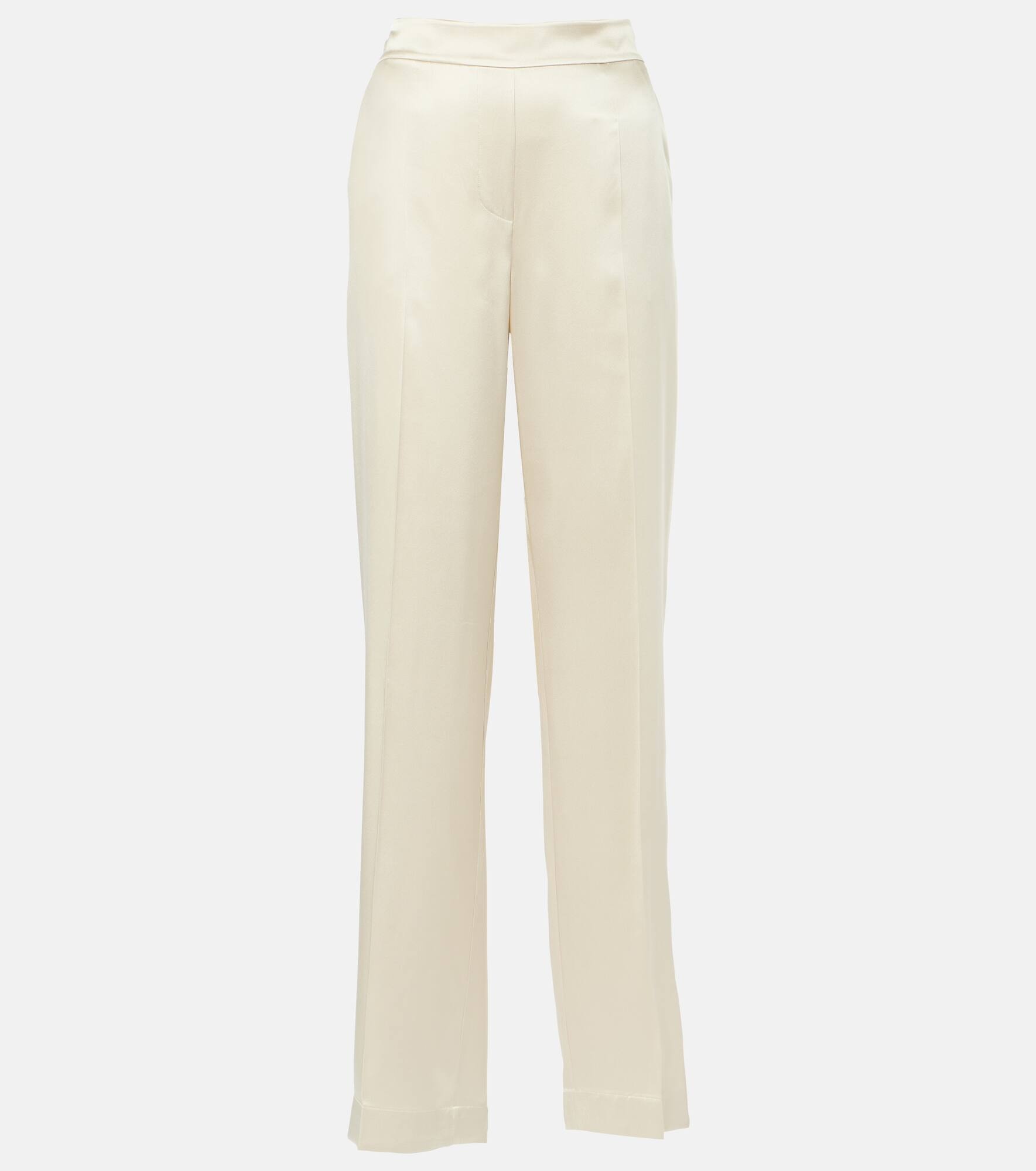 Tova mid-rise silk satin straight pants - 1