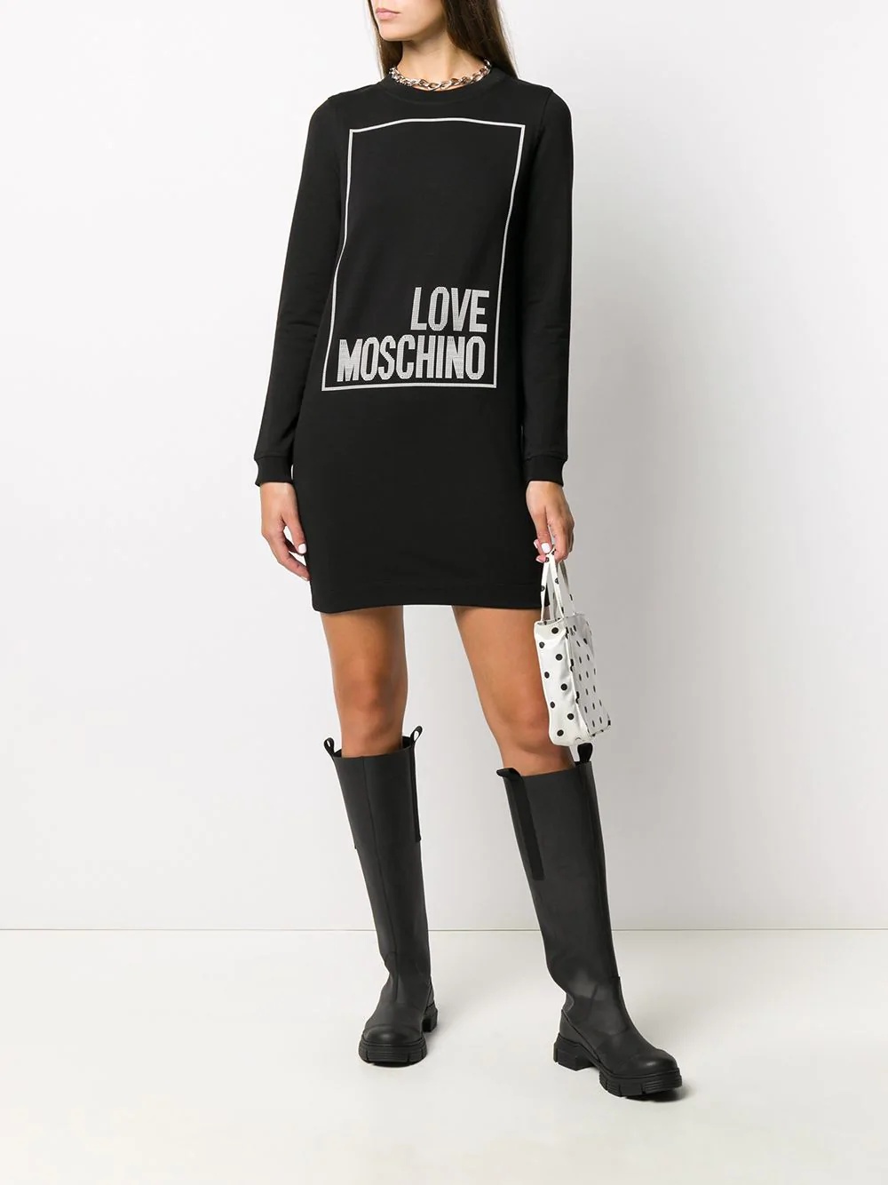 jewelled logo print sweater dress - 2