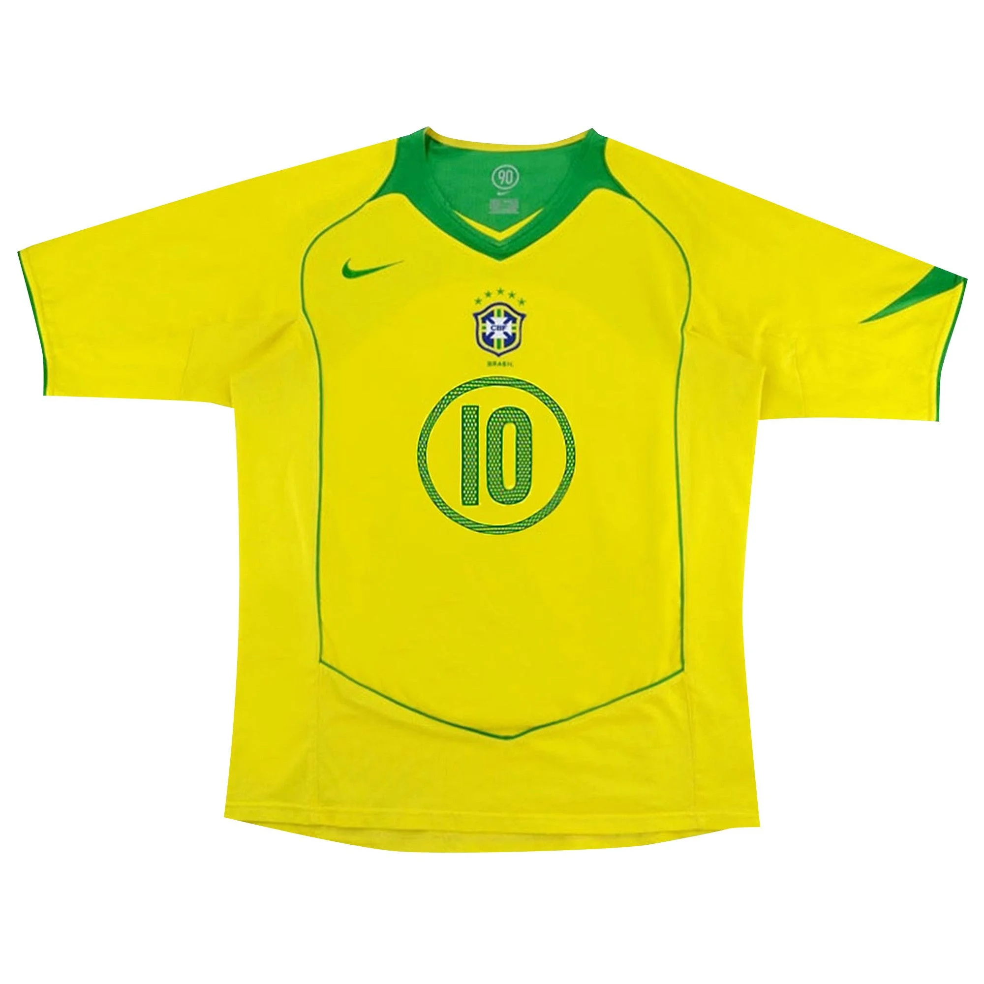Nike Brazil 2004 T90 Reissue Jersey Ronaldinho 10 'Opti Yellow/Apple Green' - 1