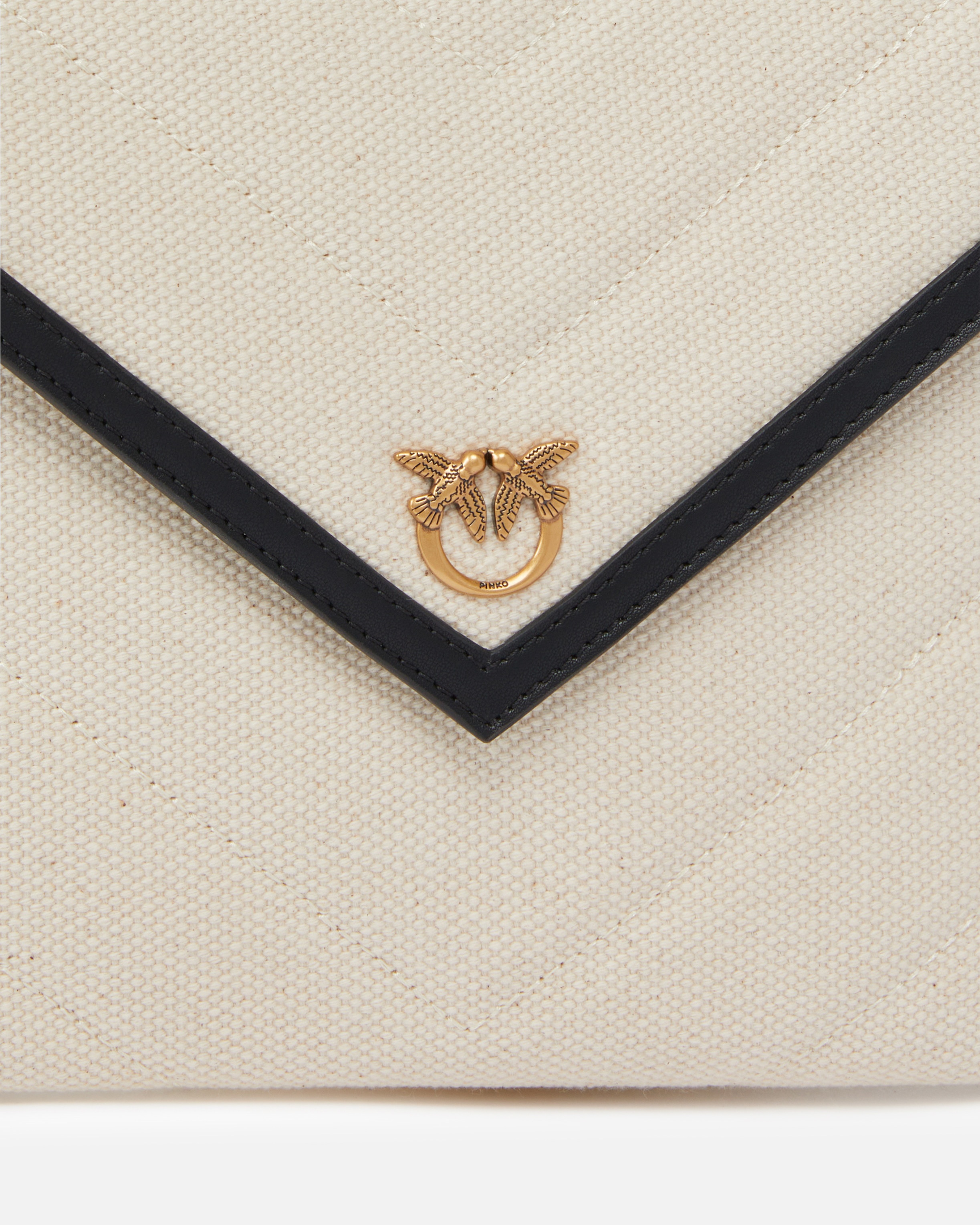 FLAT CANVAS CLUTCH BAG WITH LEATHER TRIM - 3