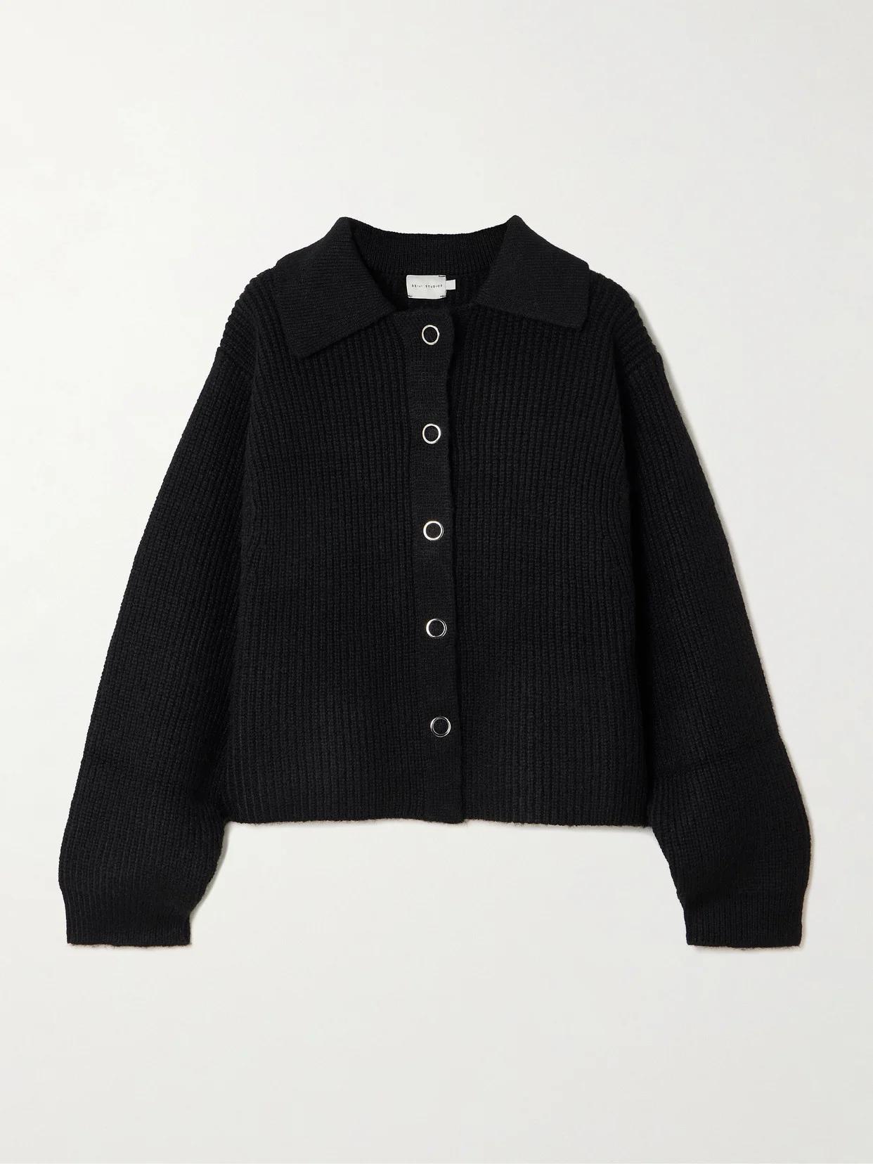 Stud Recycled Ribbed-knit Cardigan - 1