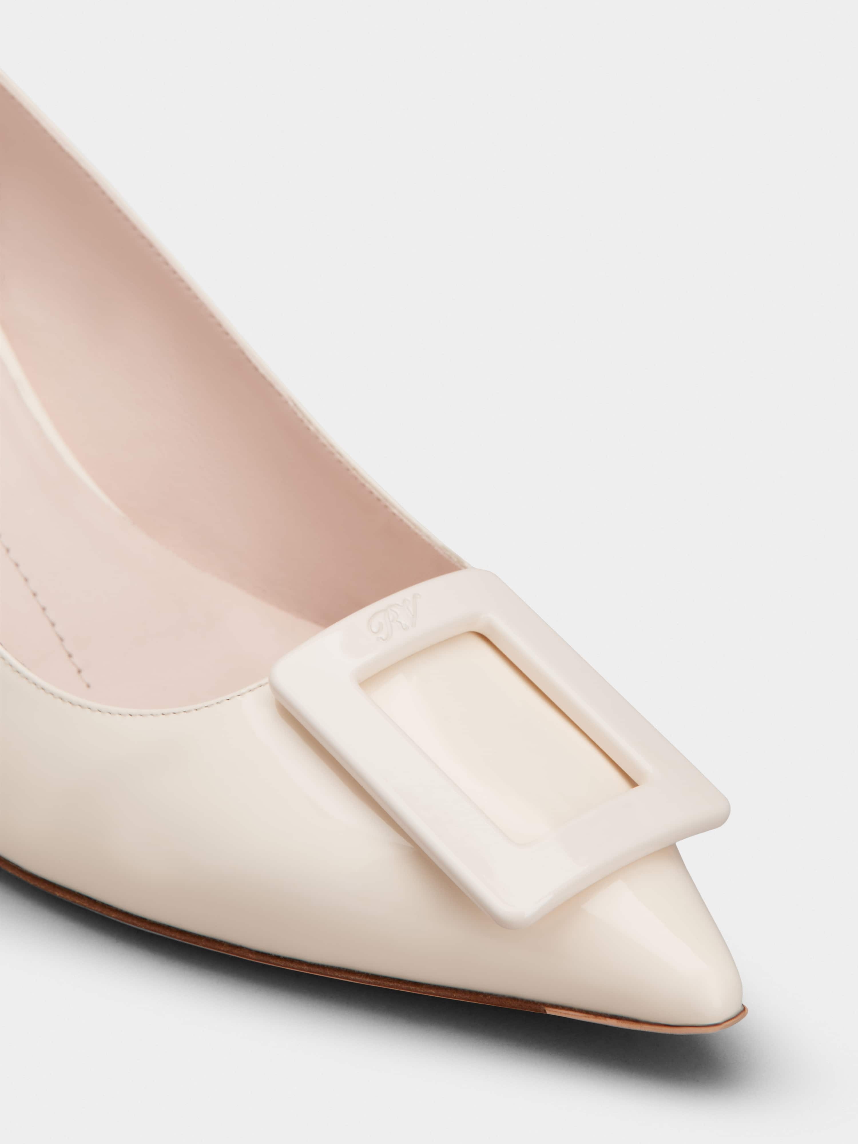 Virgule Lacquered Buckle Slingback Pumps in Patent Leather - 3