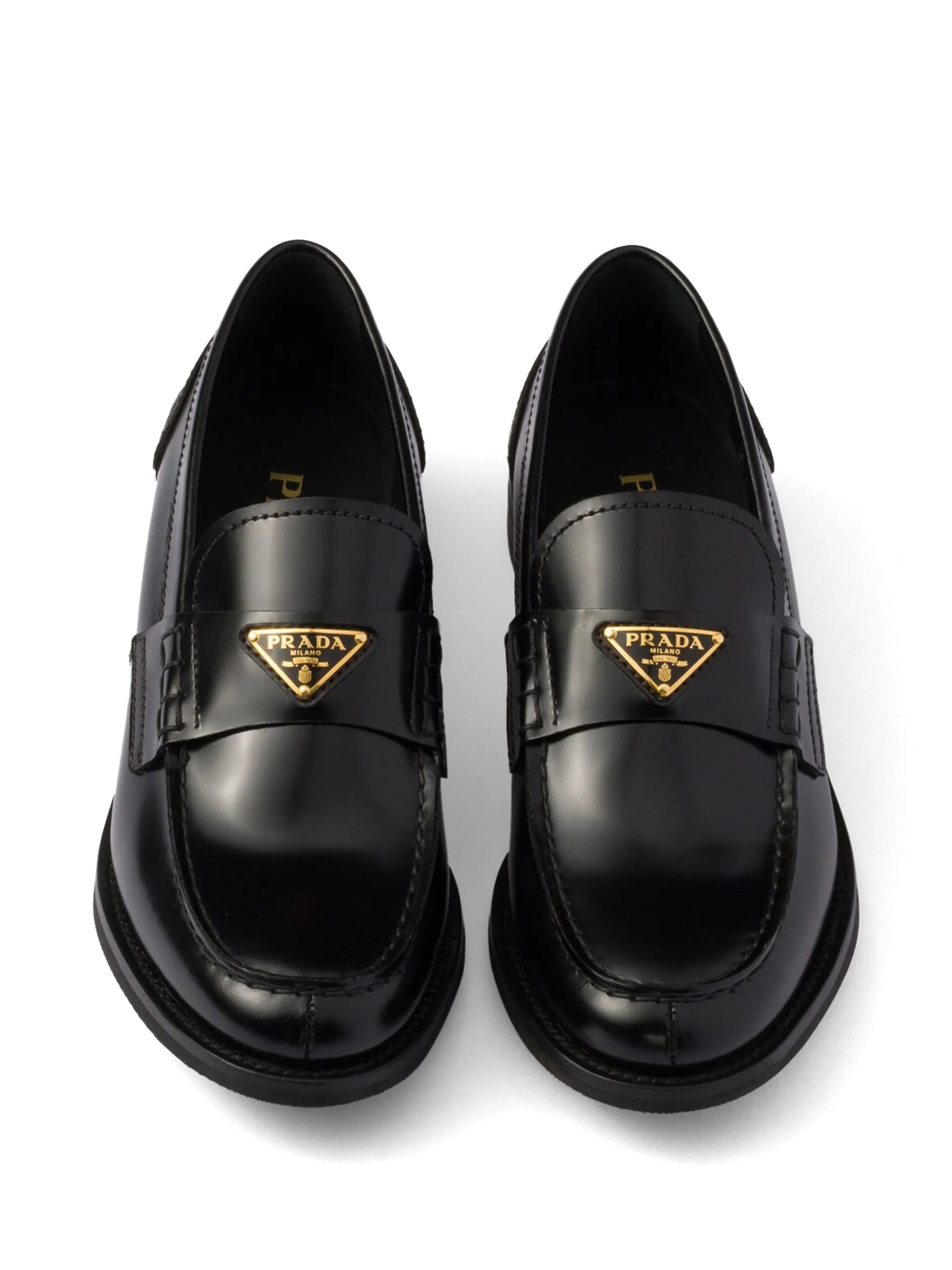 brushed leather loafers - 4