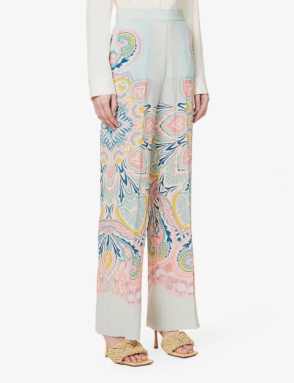Lucy pattern-embellished silk trousers - 3