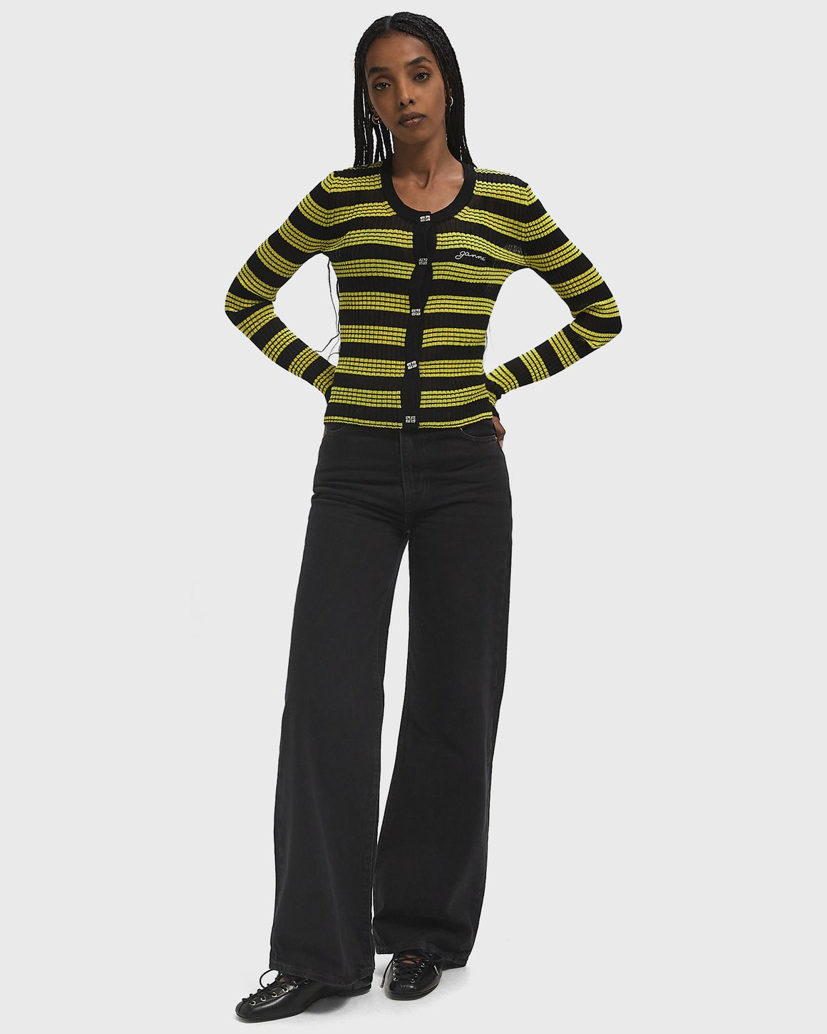 Sheer Cotton Rib Knit Cardigan - 2