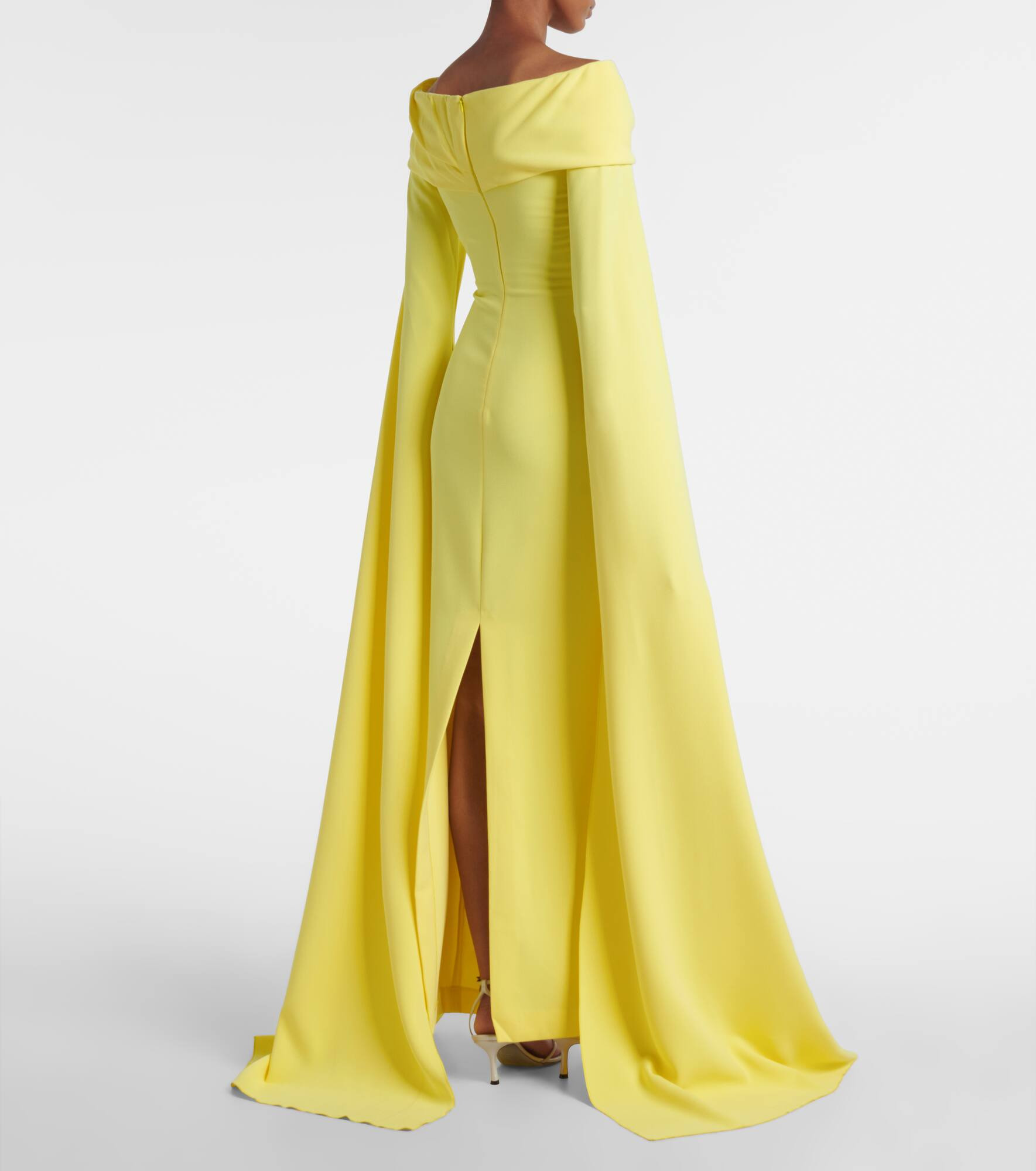 Nuri caped off-shoulder crêpe gown - 3