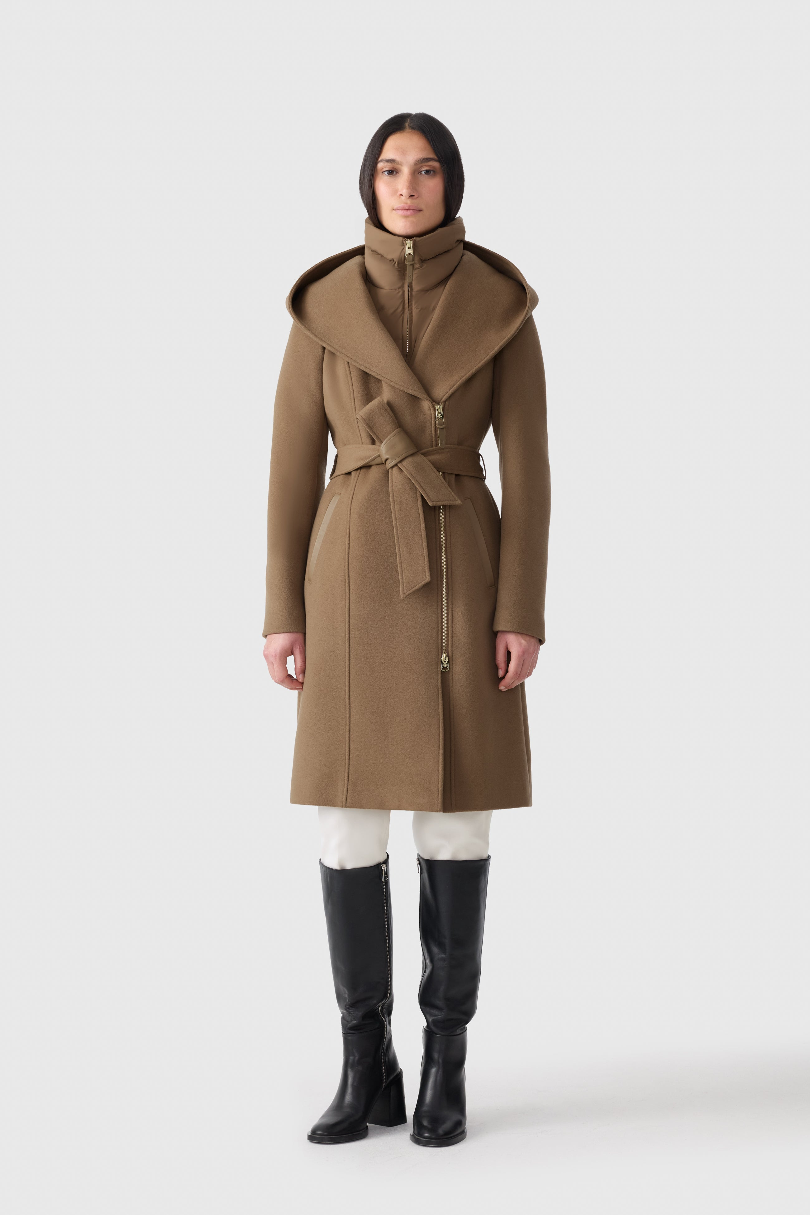 SHIA-SLB 2-in-1 double-face wool coat with removable bib - 2