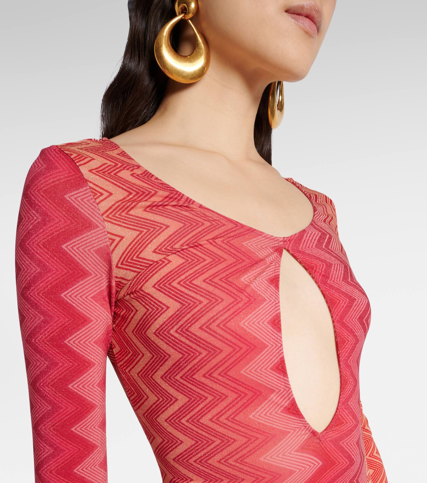 Chevron lamé midi dress - 4