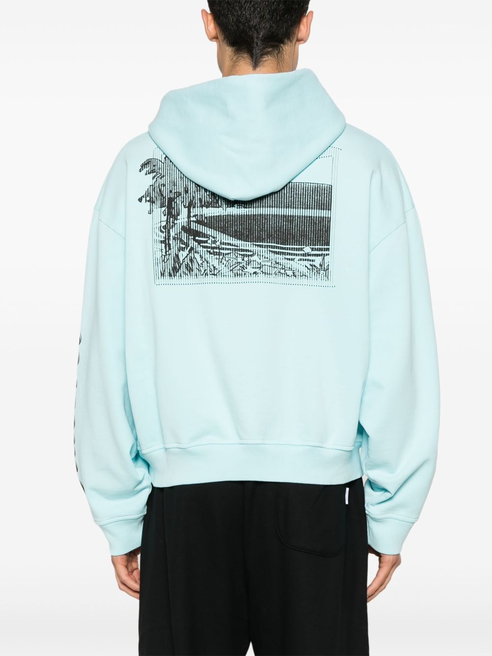logo-print cotton hoodie - 4