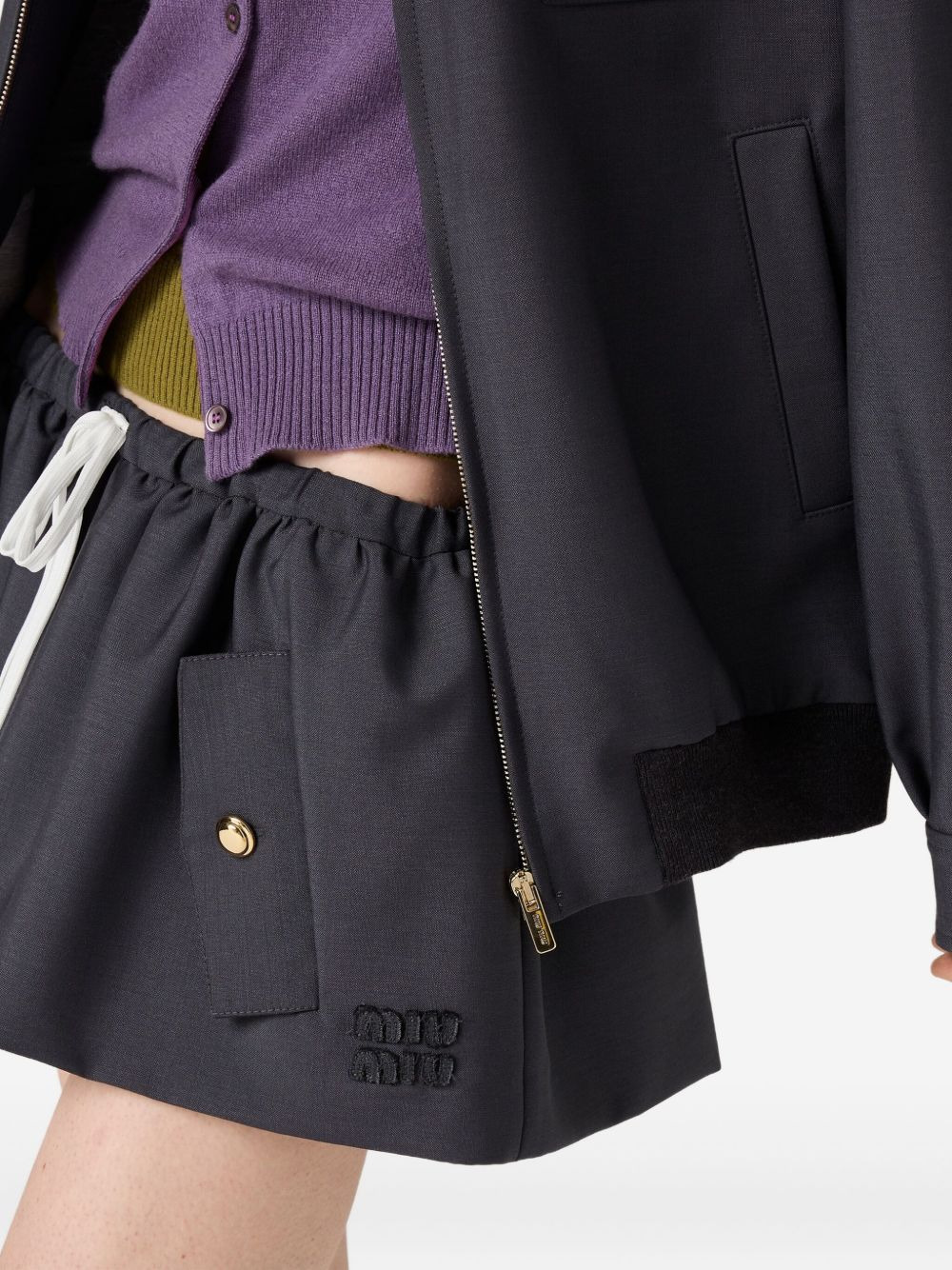 Bonded logo-detail drawstring skirt - 5