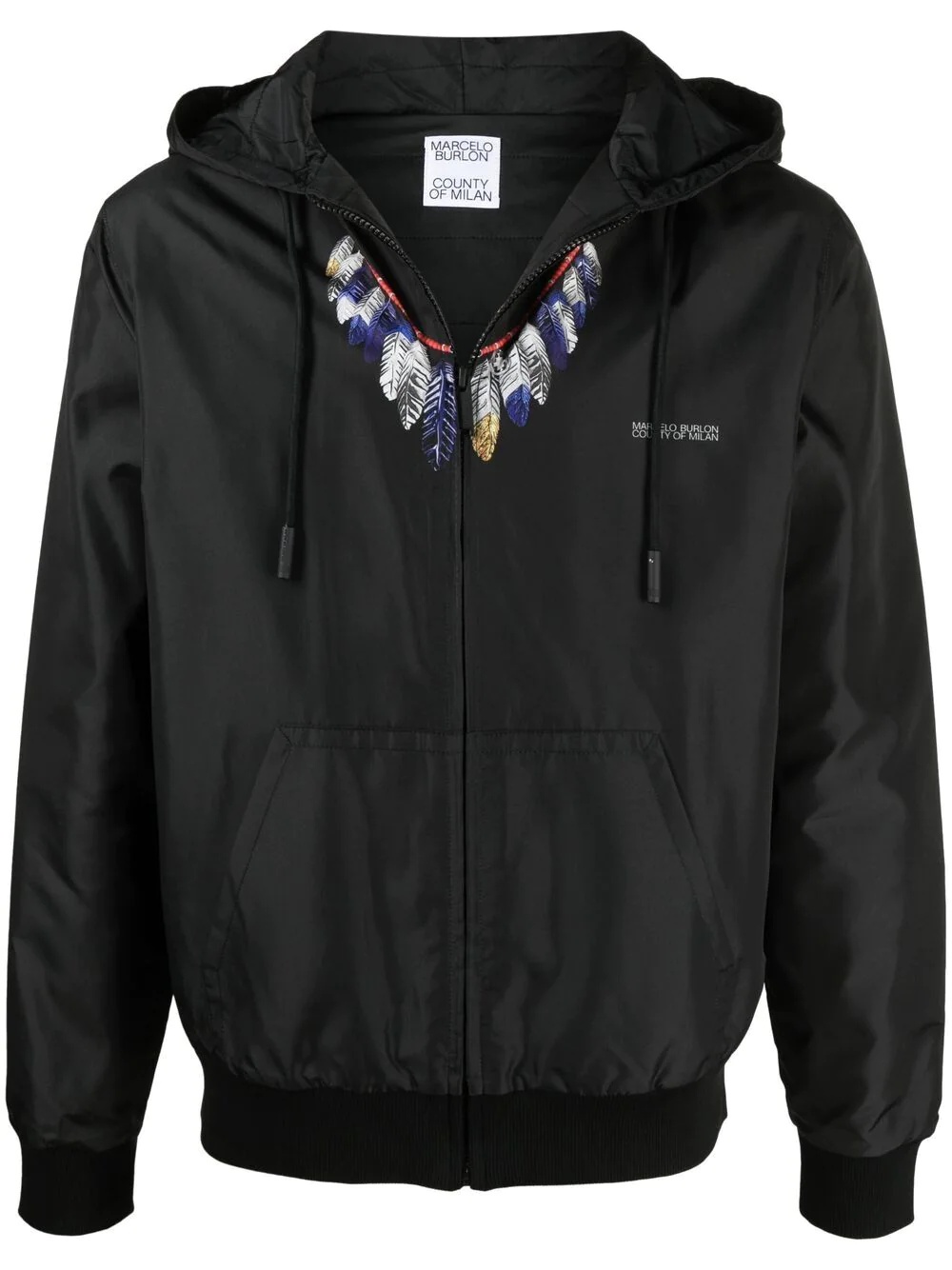 feather-print hooded jacket - 1