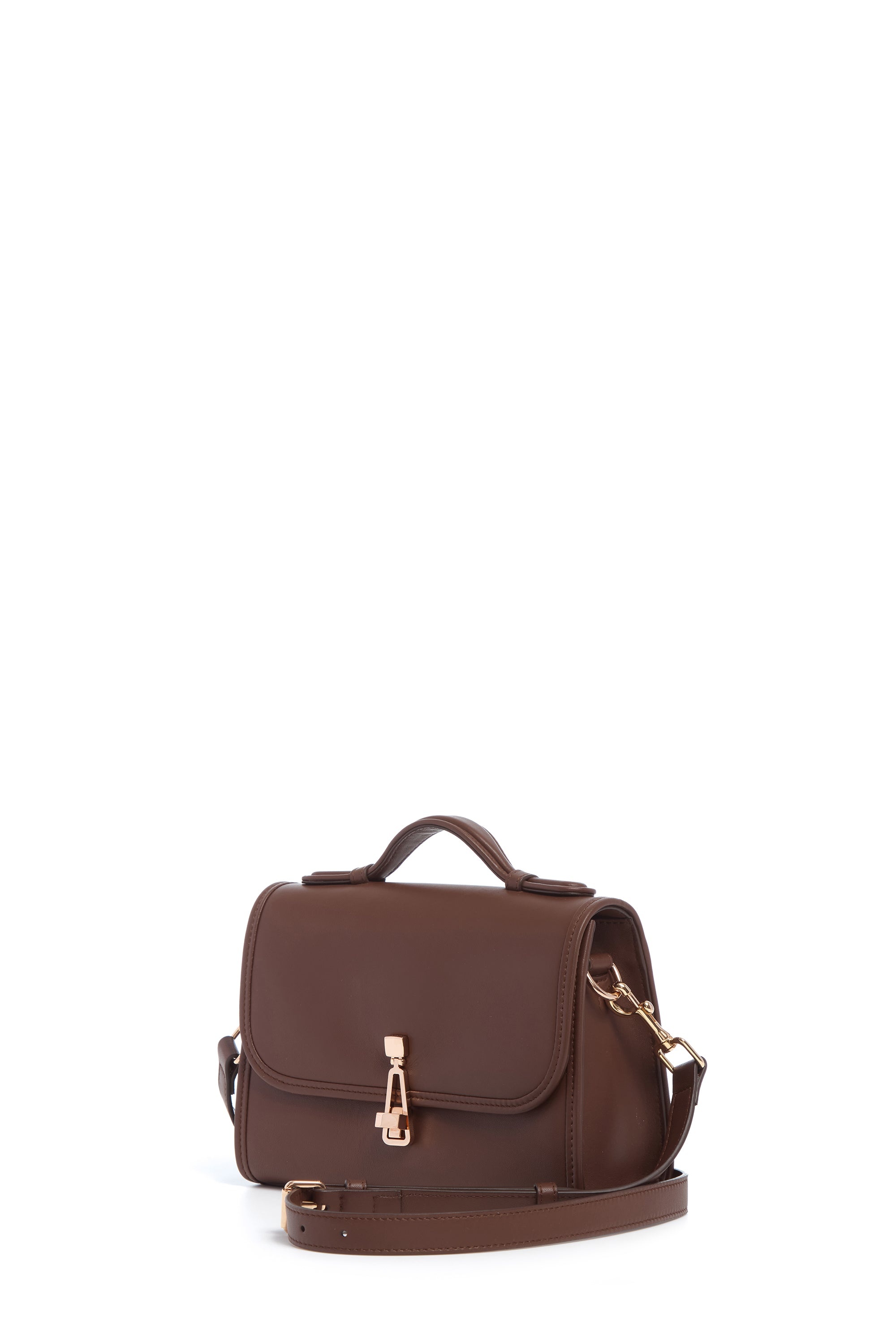 Small Leonora Flap Bag in Chocolate Leather - 2