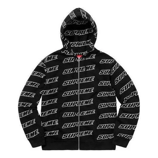 Supreme Repeat Zip Up Hooded Sweatshirt 'Black White' SUP-SS21-890 - 1