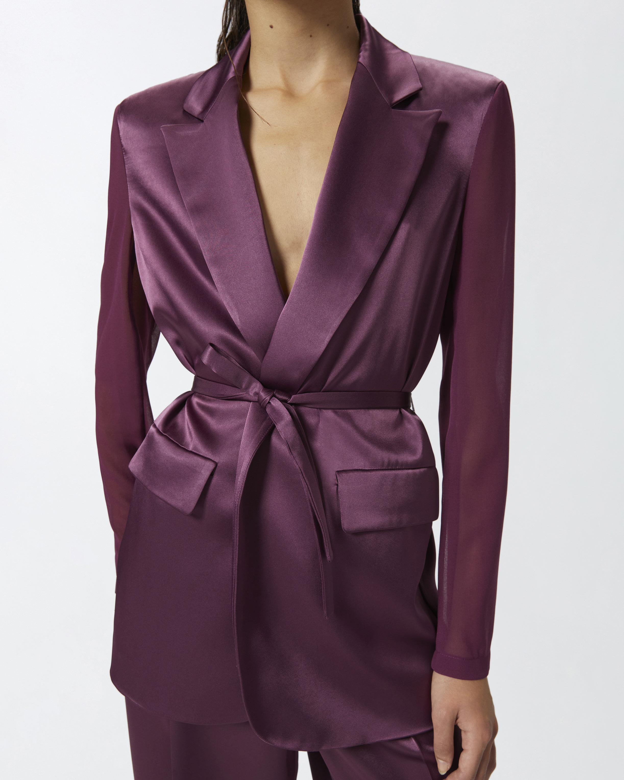 SHINY BLAZER WITH TRANSPARENT SLEEVES - 5