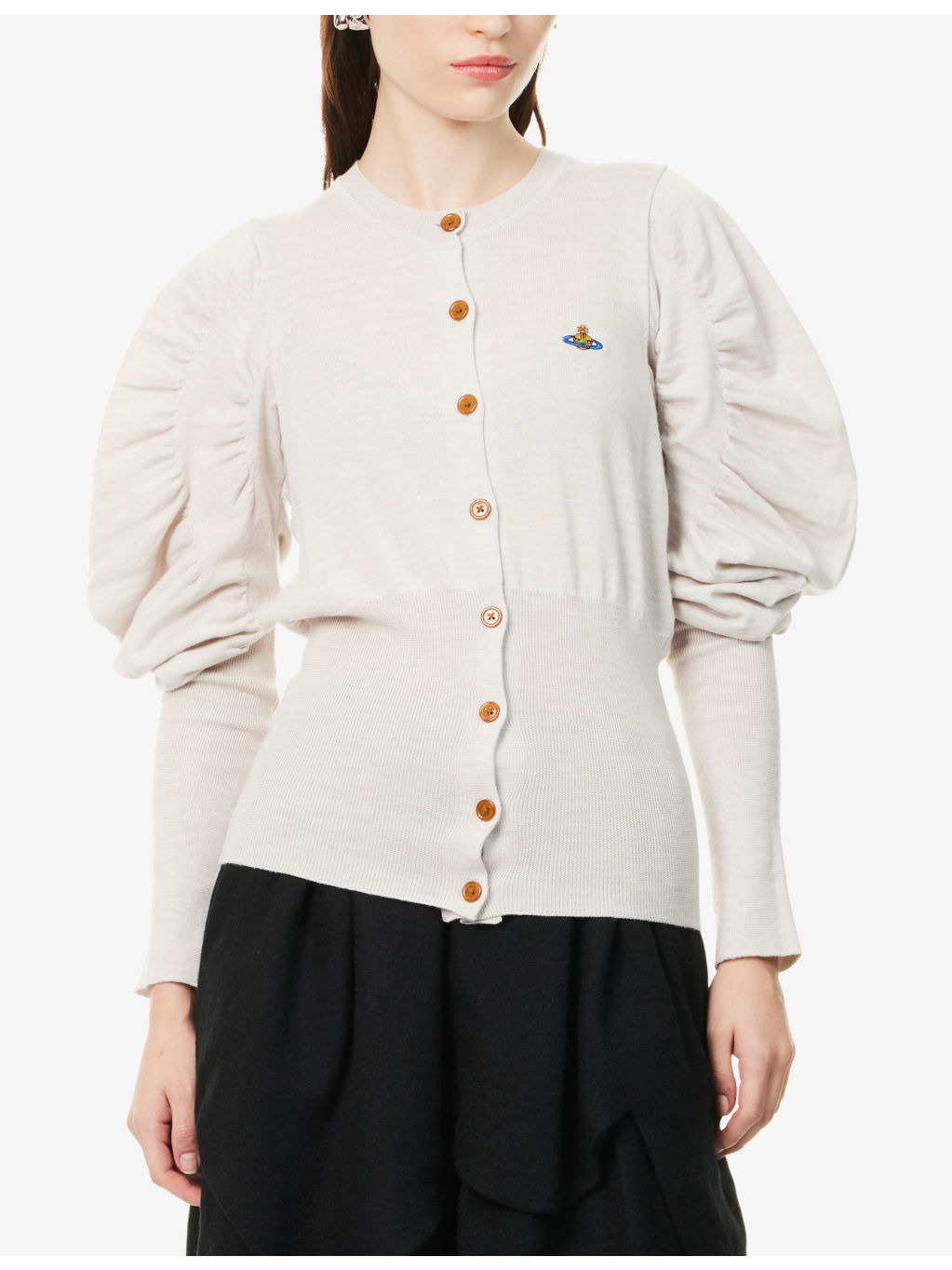 Eli Volume-Sleeve Wool Knitted Cardigan - 3