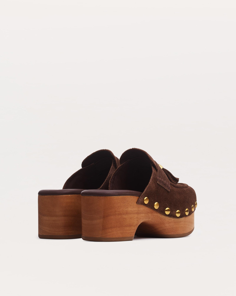 Maisie Italian Suede Studded Platform Clogs 3
