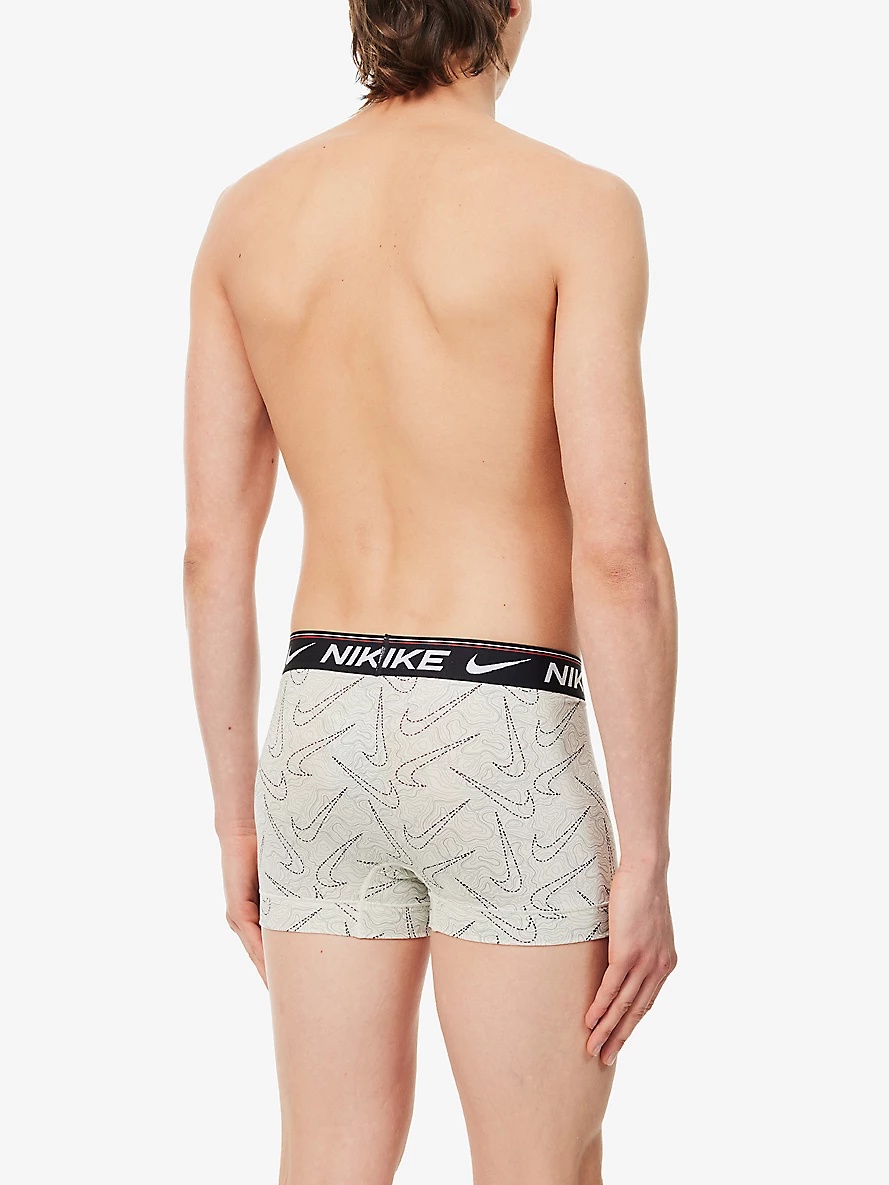Logo-waistband pack of three stretch-recycled polyester trunks - 3