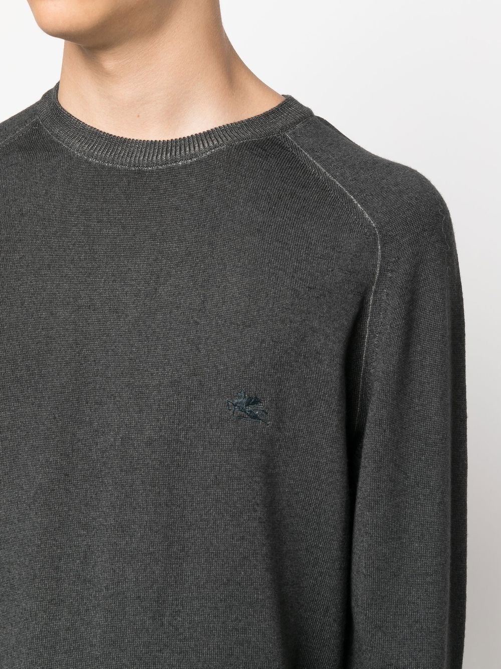 embroidered-logo crew neck sweater - 5