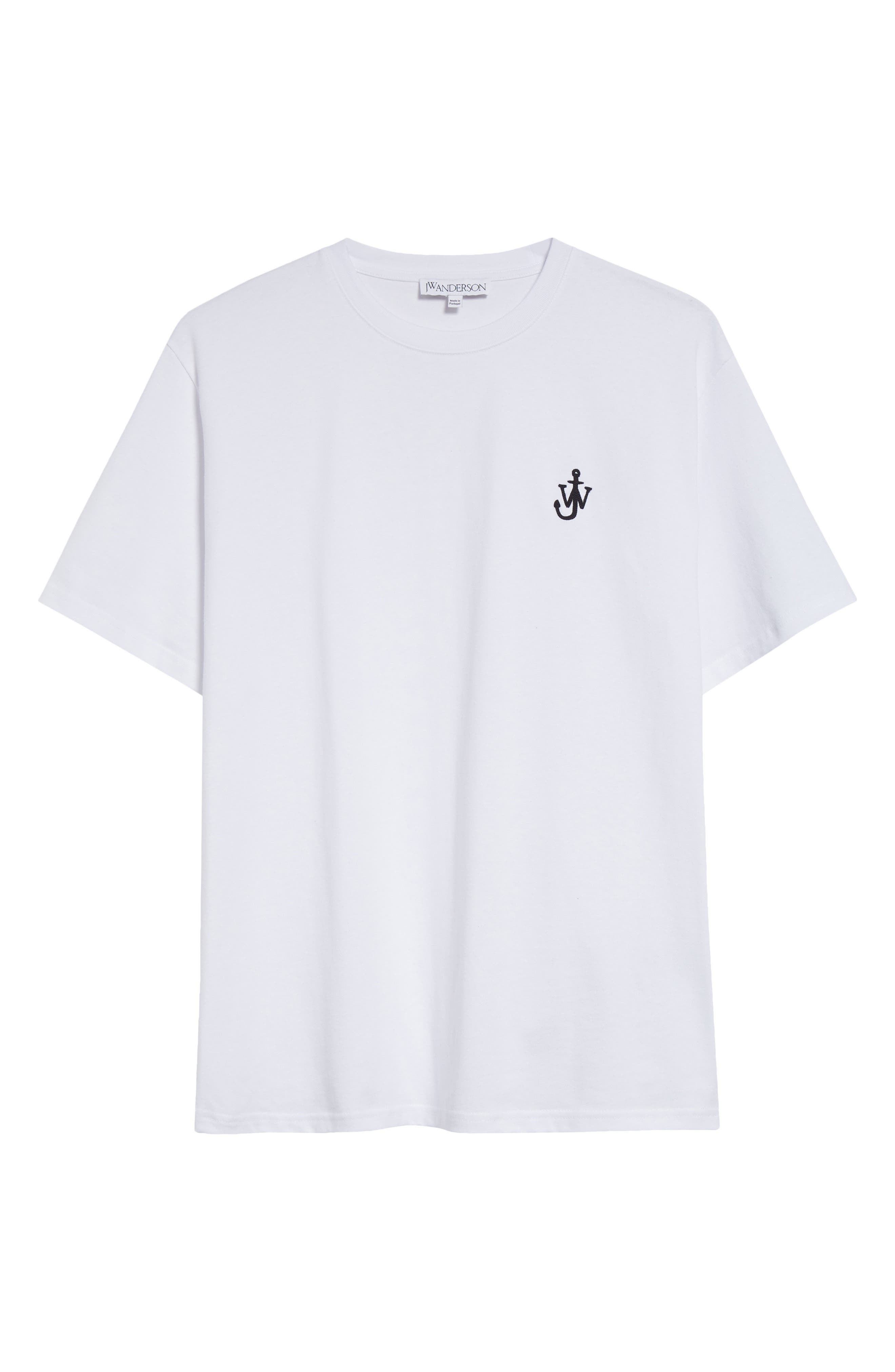 JW Anderson Anchor Logo Embroidered Cotton T-Shirt in White 001 at Nordstrom - 6
