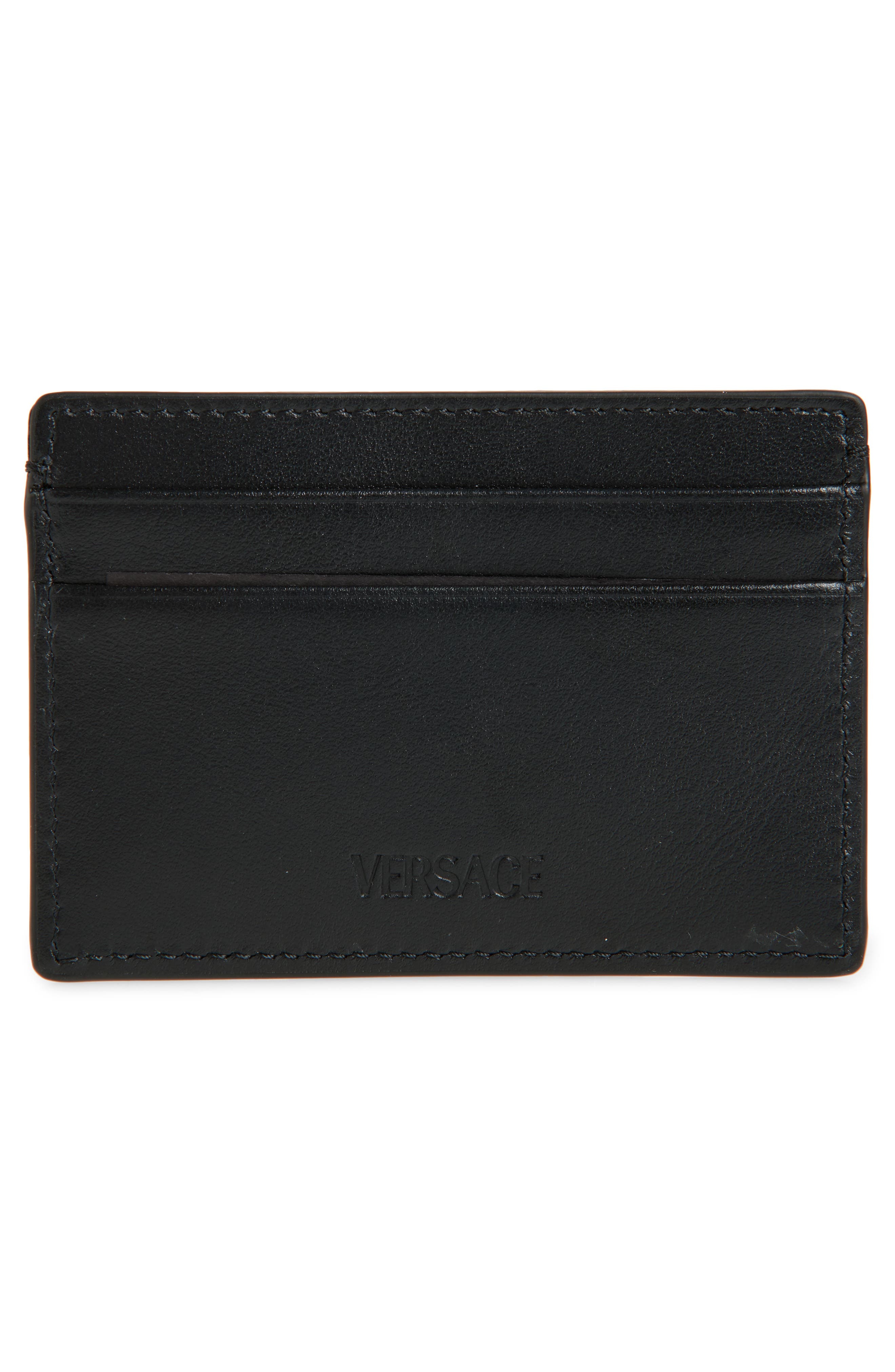 Versace Medusa Leather & Nylon Card Case in Black-Palladium at Nordstrom - 2