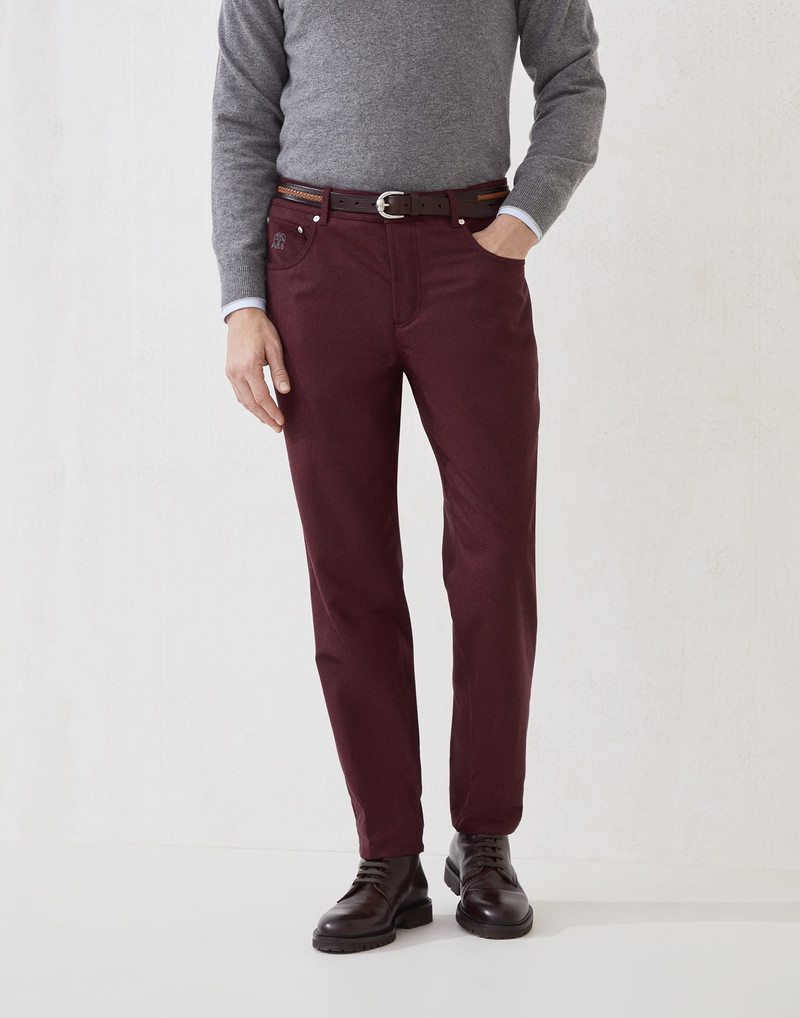 Virgin wool flannel five-pocket trousers 1