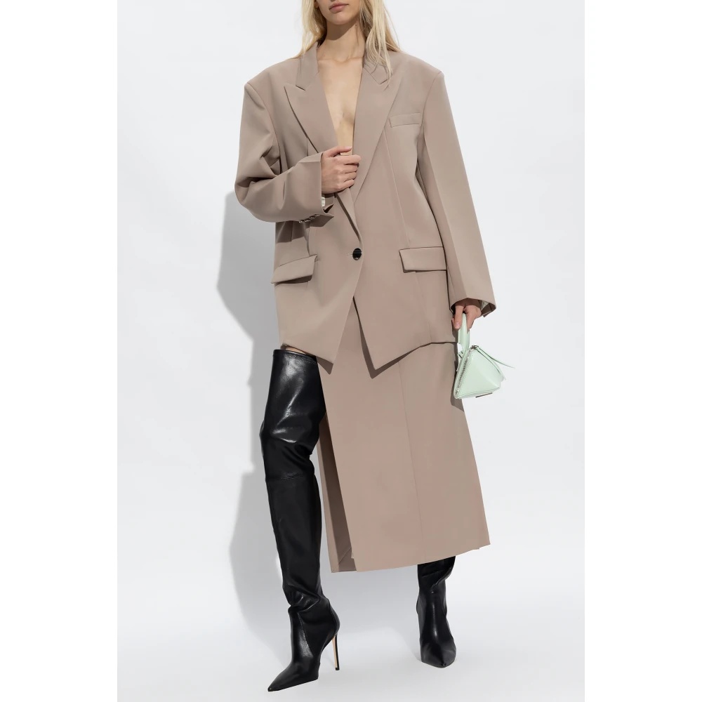 ジャケット THE ATTICO GLEN OVERSIZED BLAZER (241WCG46.W046 198 BEIGE) The Attico Glen Oversize Blazer Jacket, Brand Size 36 ( US
