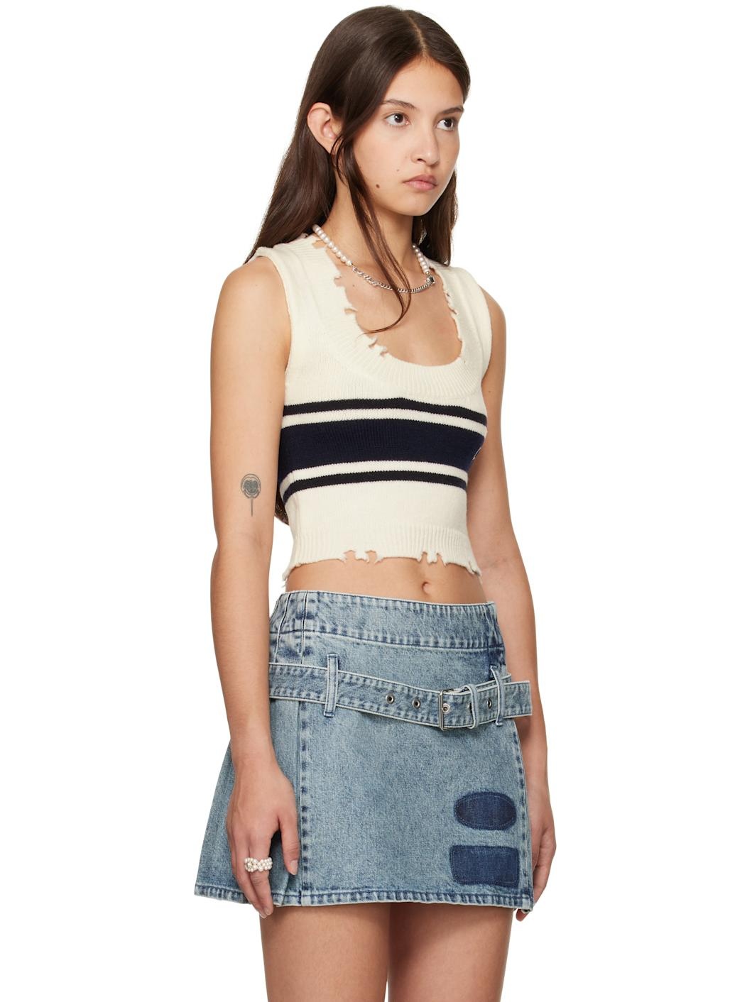 Off-White Destroyed Rib Round Neck Vest - 2