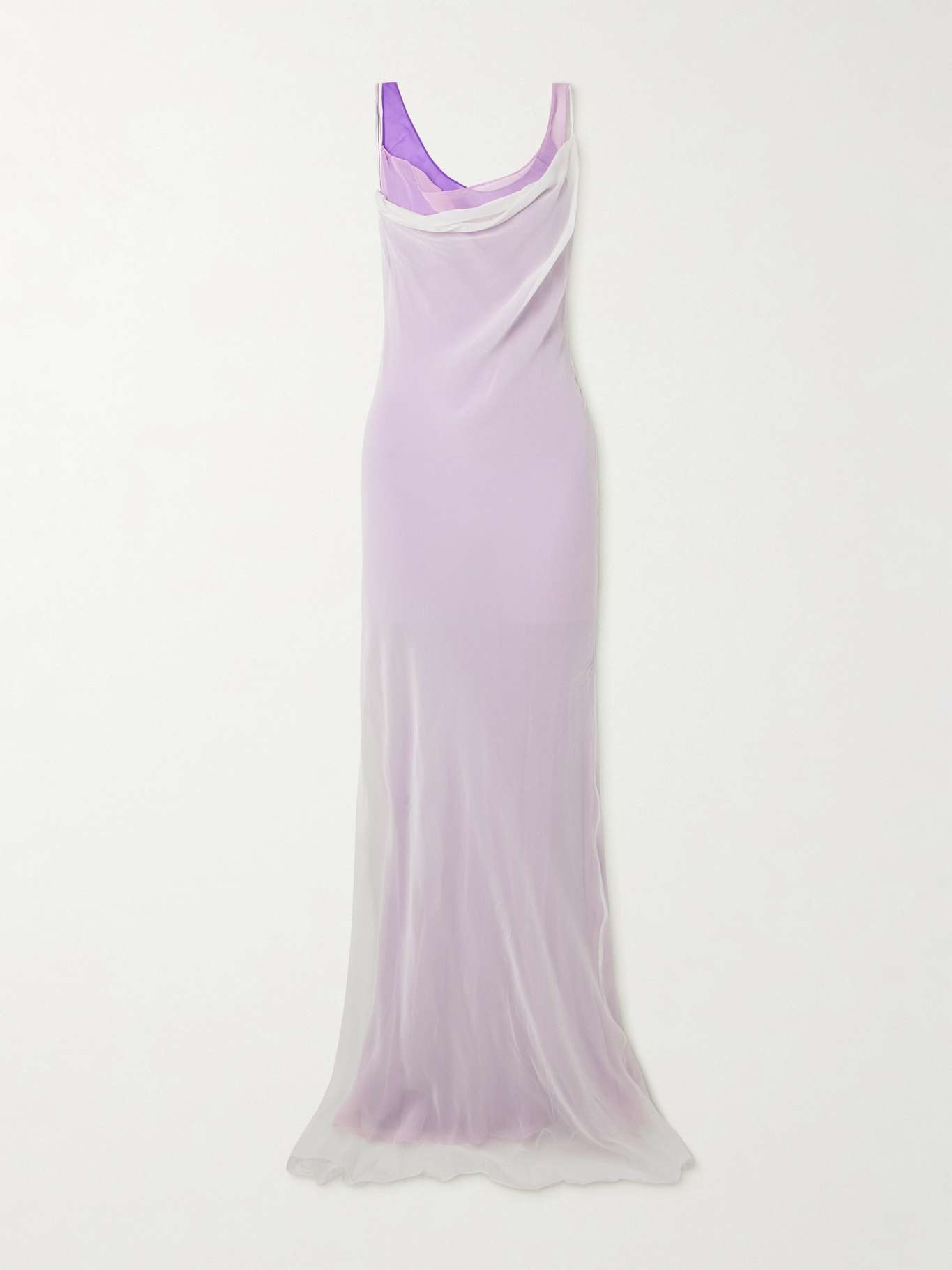 Cowl layered draped silk-georgette maxi dress - 1