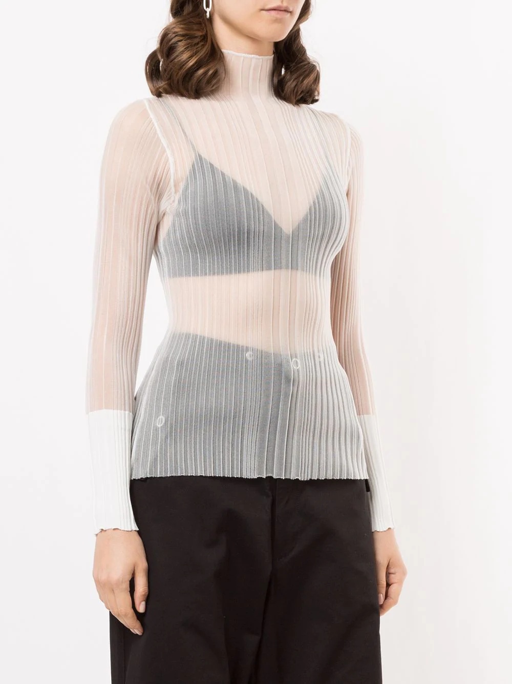 pleated long-sleeved top - 3