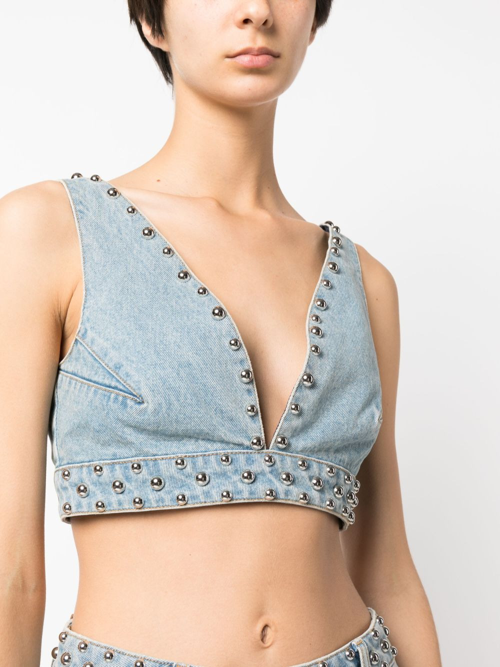 studded denim bralette - 5