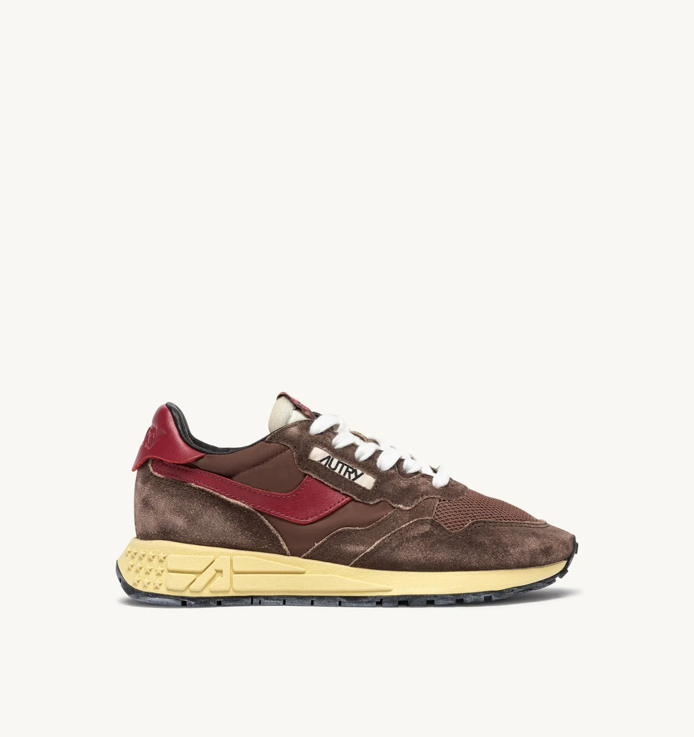 REELWIND LOW SNEAKERS IN COFFEE SUGAR AND DEEP CLARET NYLON AND SUEDE - 1