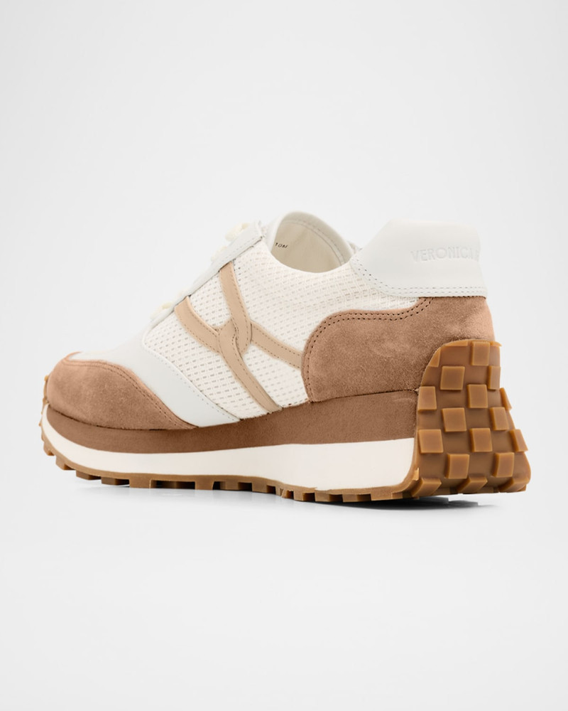 Valentina Mixed Leather Retro Sneakers 4
