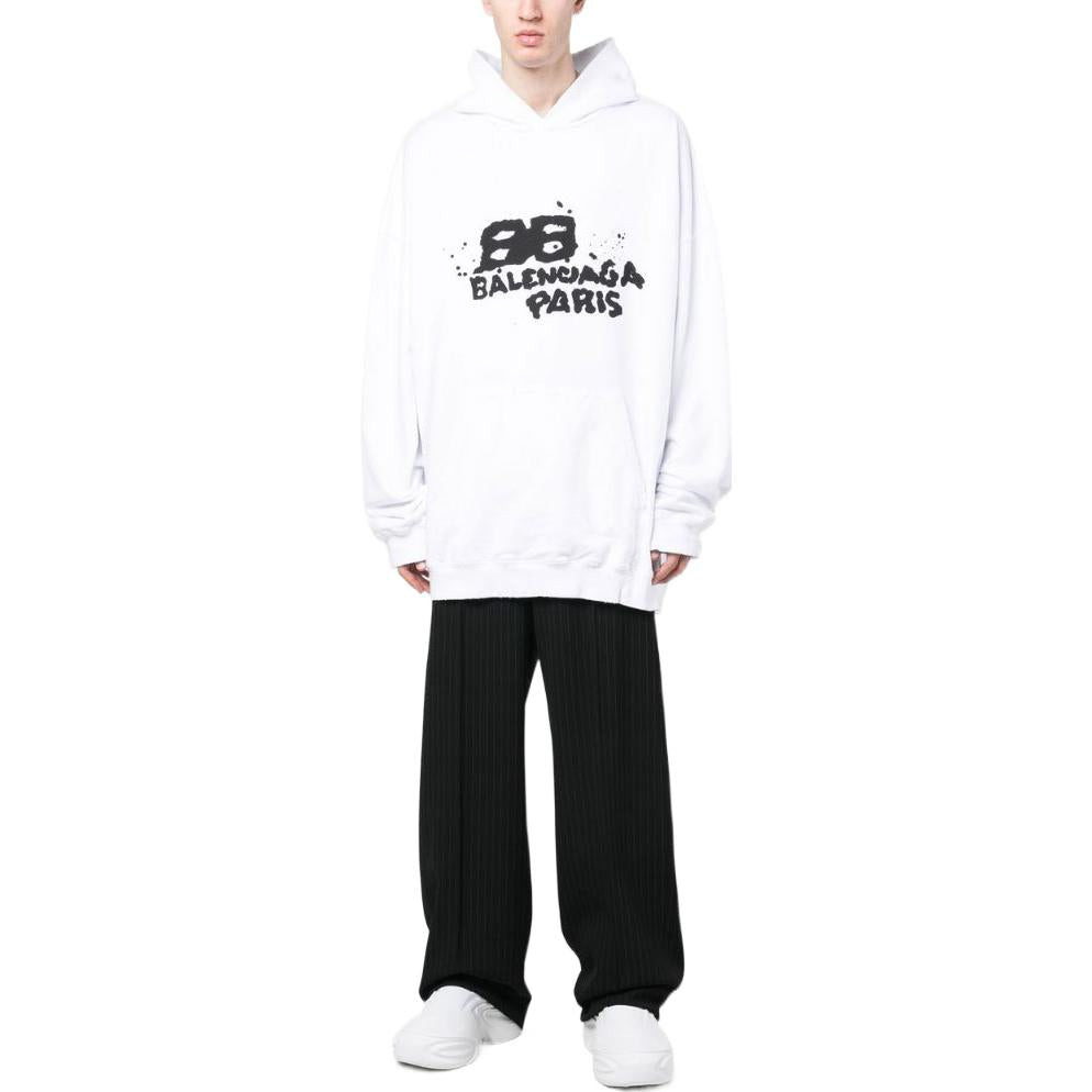 Balenciaga Hand-Drawn BB Icon Hoodie Large Fit 'White' 620973TNVQ19040 - 2