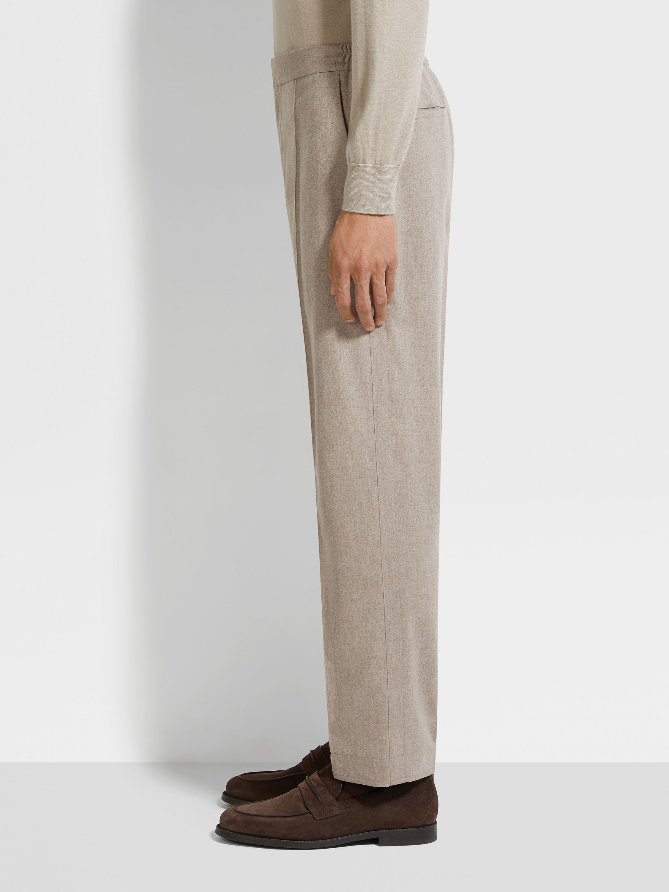 LIGHT TAUPE 15MILMIL15 WOOL SILK AND CASHMERE PANTS - 3