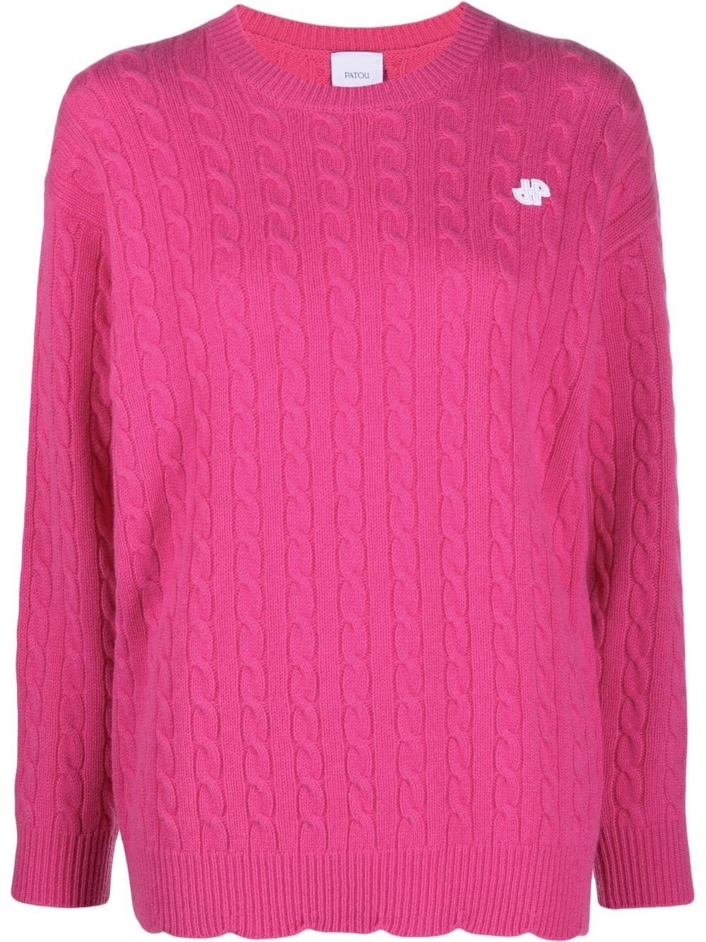 logo-motif cable-knit jumper - 1