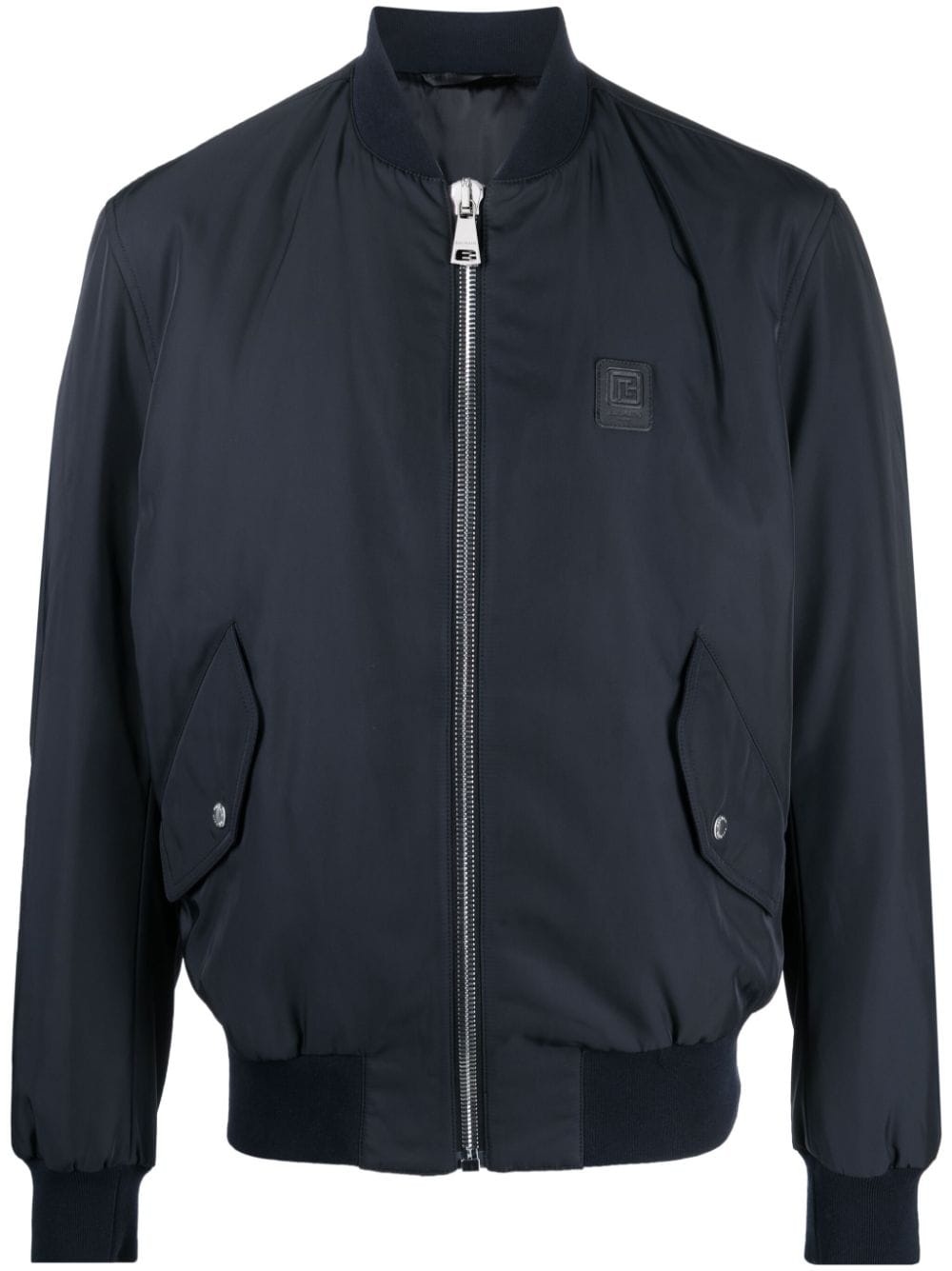 logo-applique zipped bomber jacket - 1