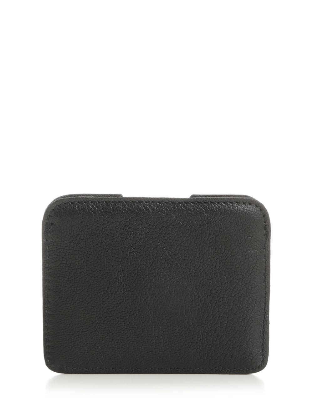 Half Moon Card Holder Flat Small Leather Goods Black - 3